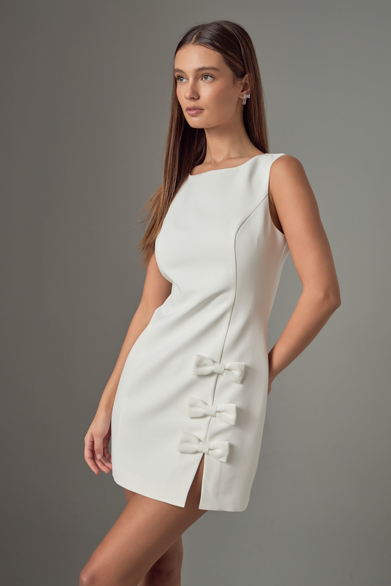 Bow Slit Mini Dress