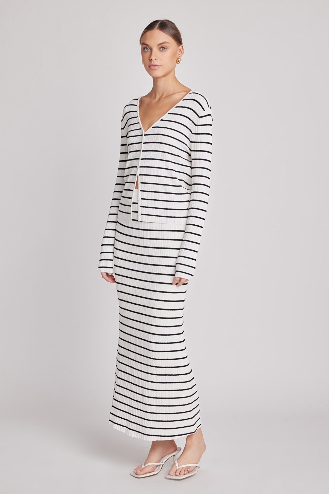 Knit Striped Maxi Skirt