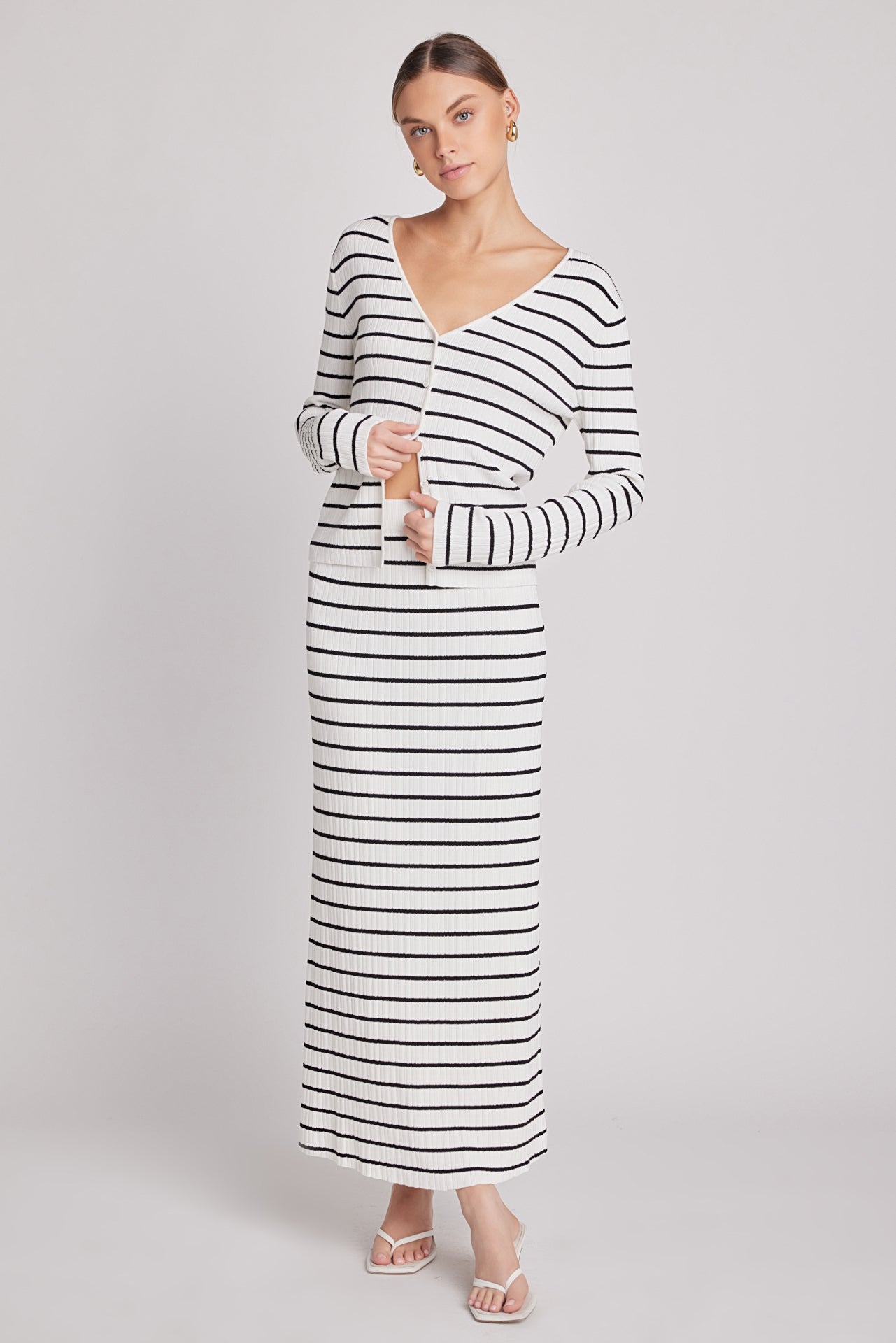 Knit Striped Maxi Skirt