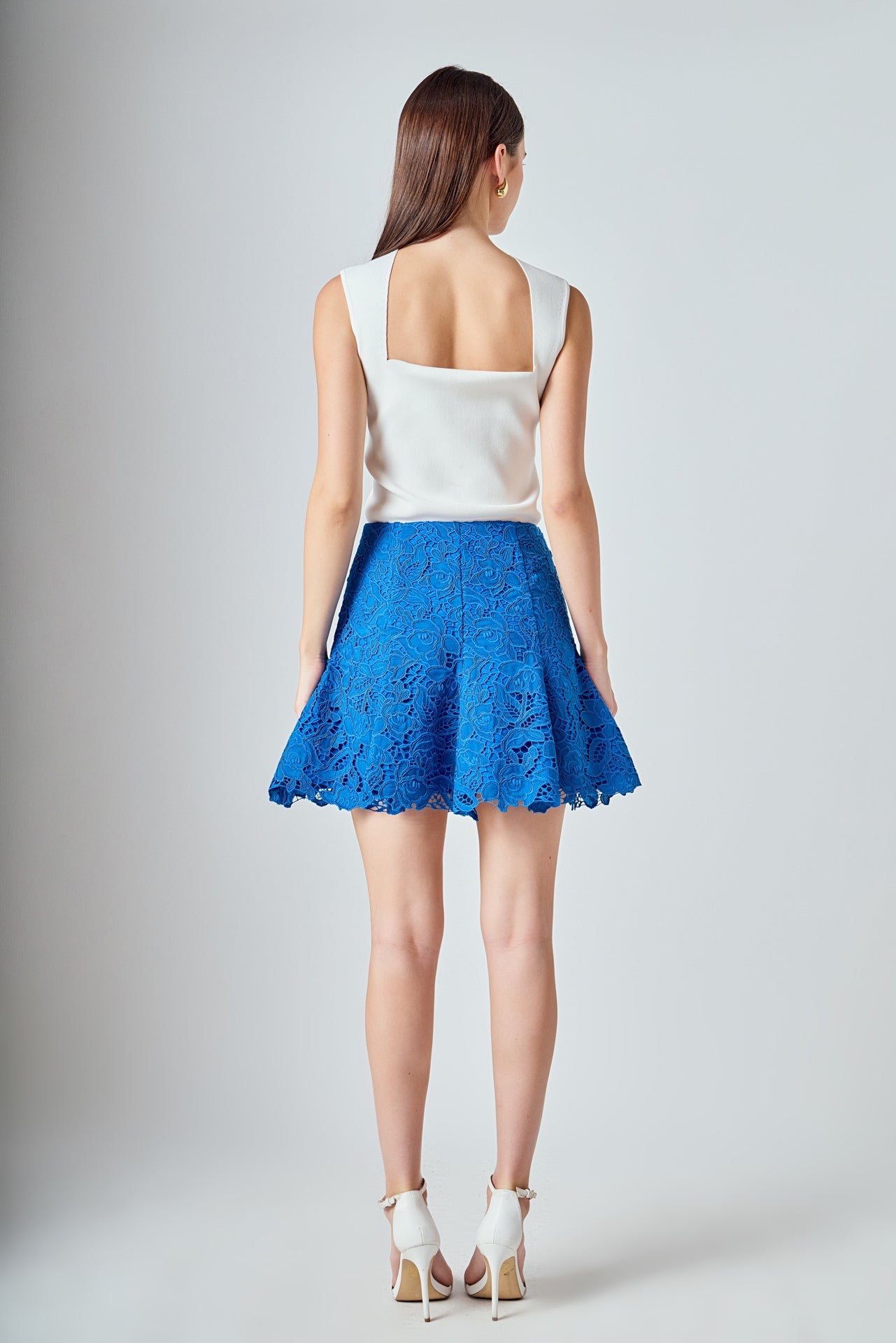 Lace Fit and Flare Mini Skirt