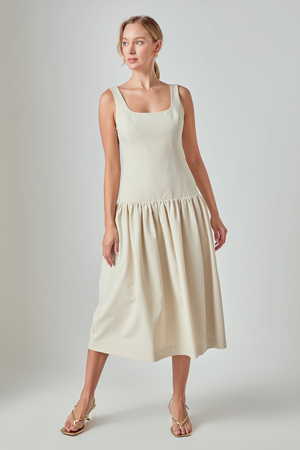 Amber Drop Waist Peplum Midi Dress