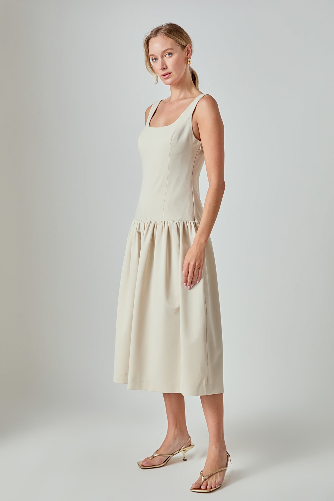 Amber Drop Waist Peplum Midi Dress