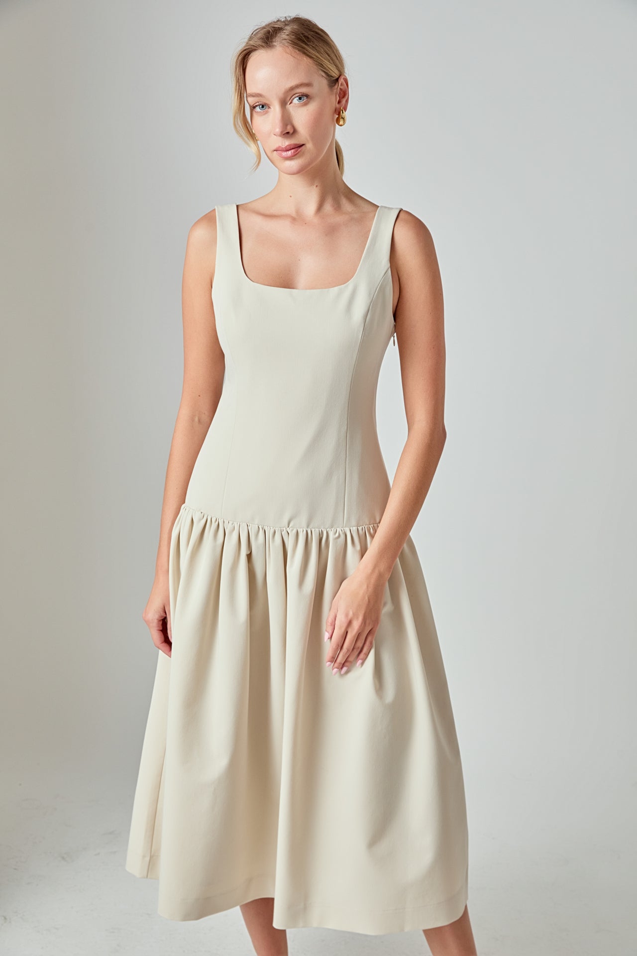 Amber Drop Waist Peplum Midi Dress