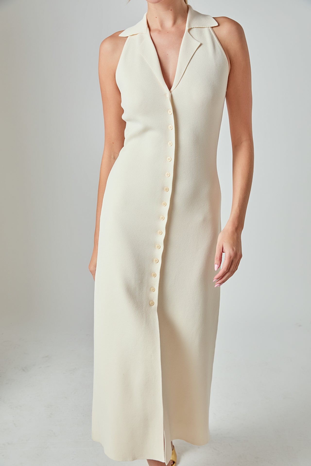 Knit Collared Midi Dress