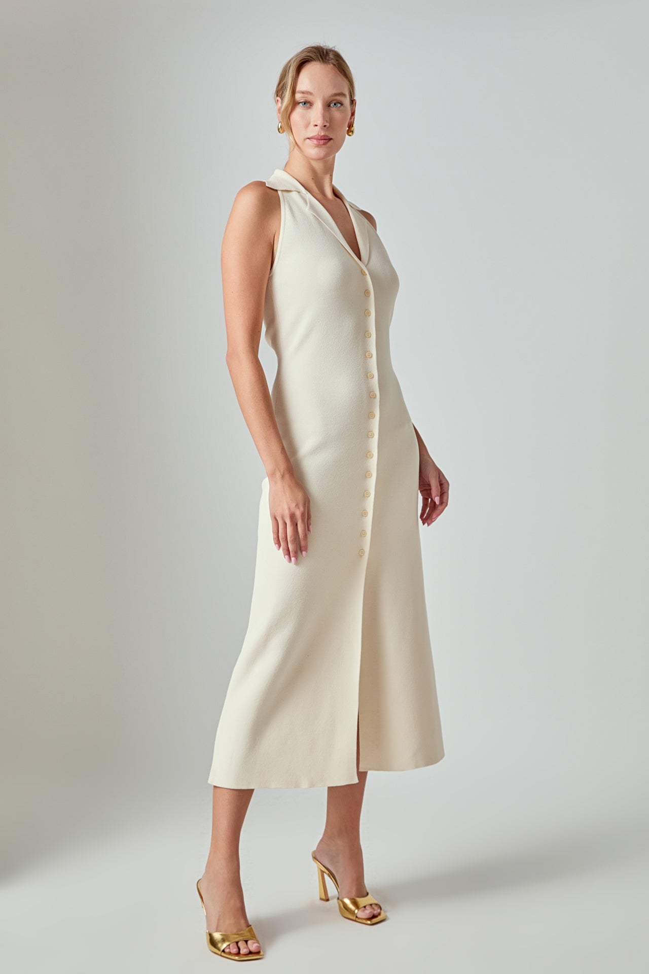 Knit Collared Midi Dress