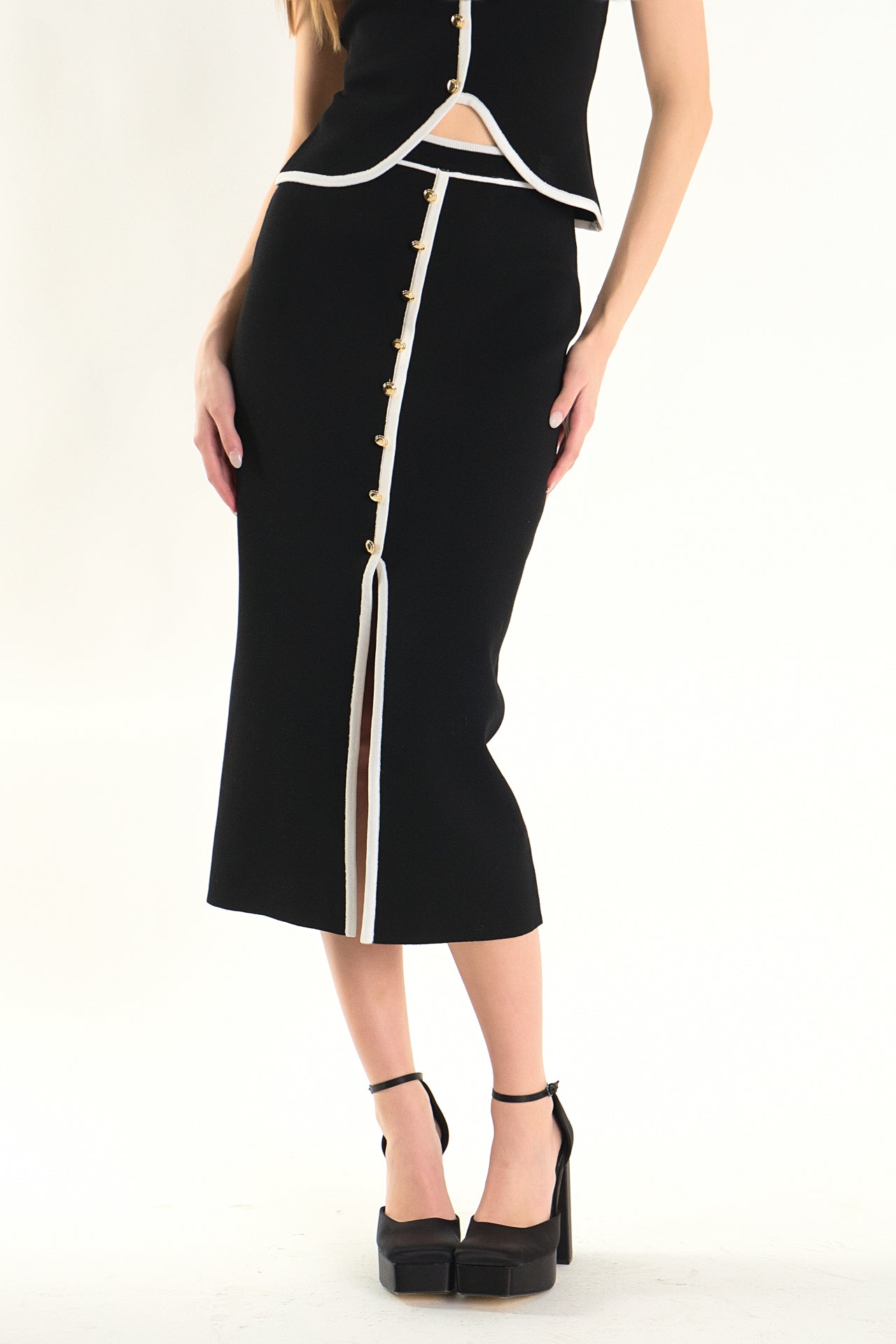 Knit Contrast Maxi Skirt
