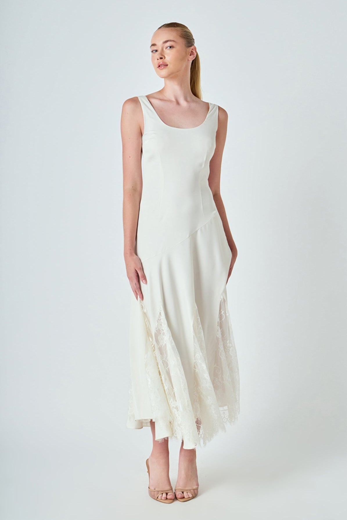 Lace Satin Maxi Dress