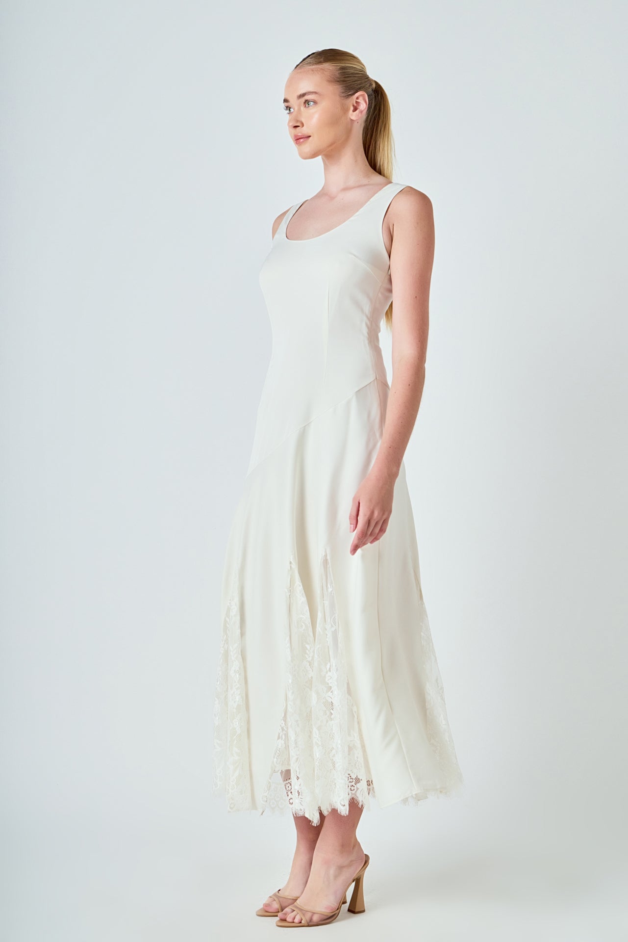 Lace Satin Maxi Dress