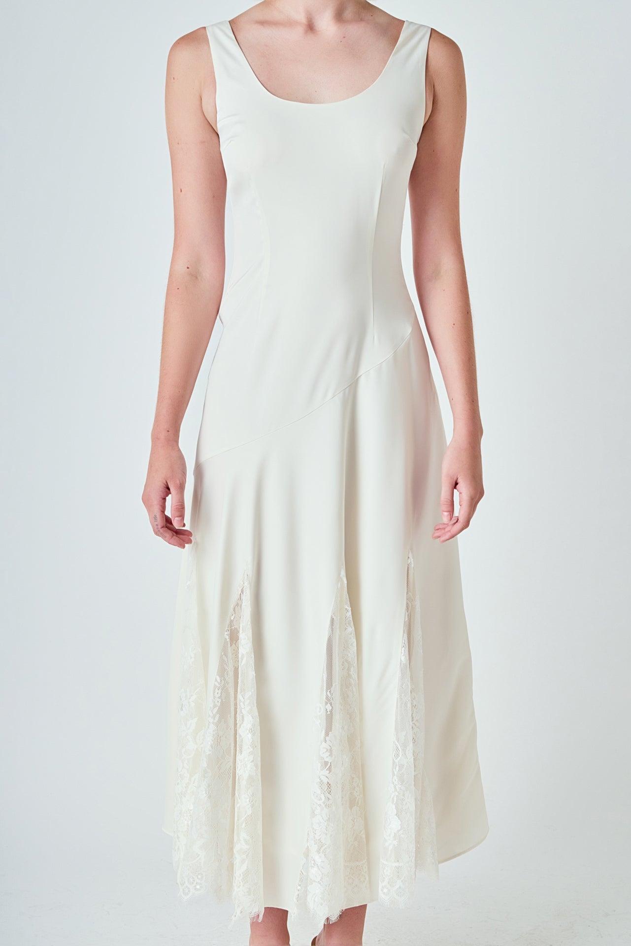 Lace Satin Maxi Dress