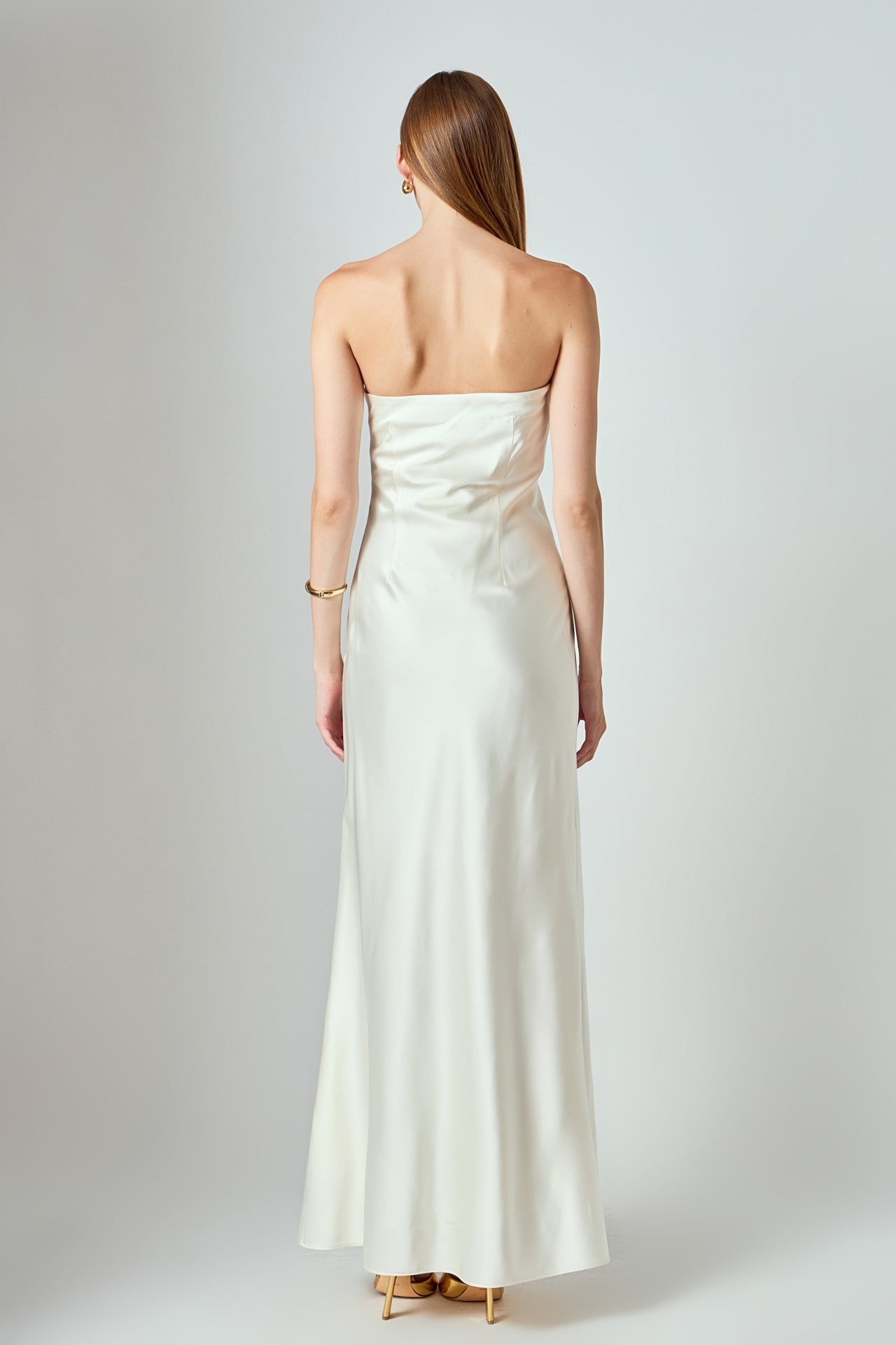 Strapless Satin Maxi Dress