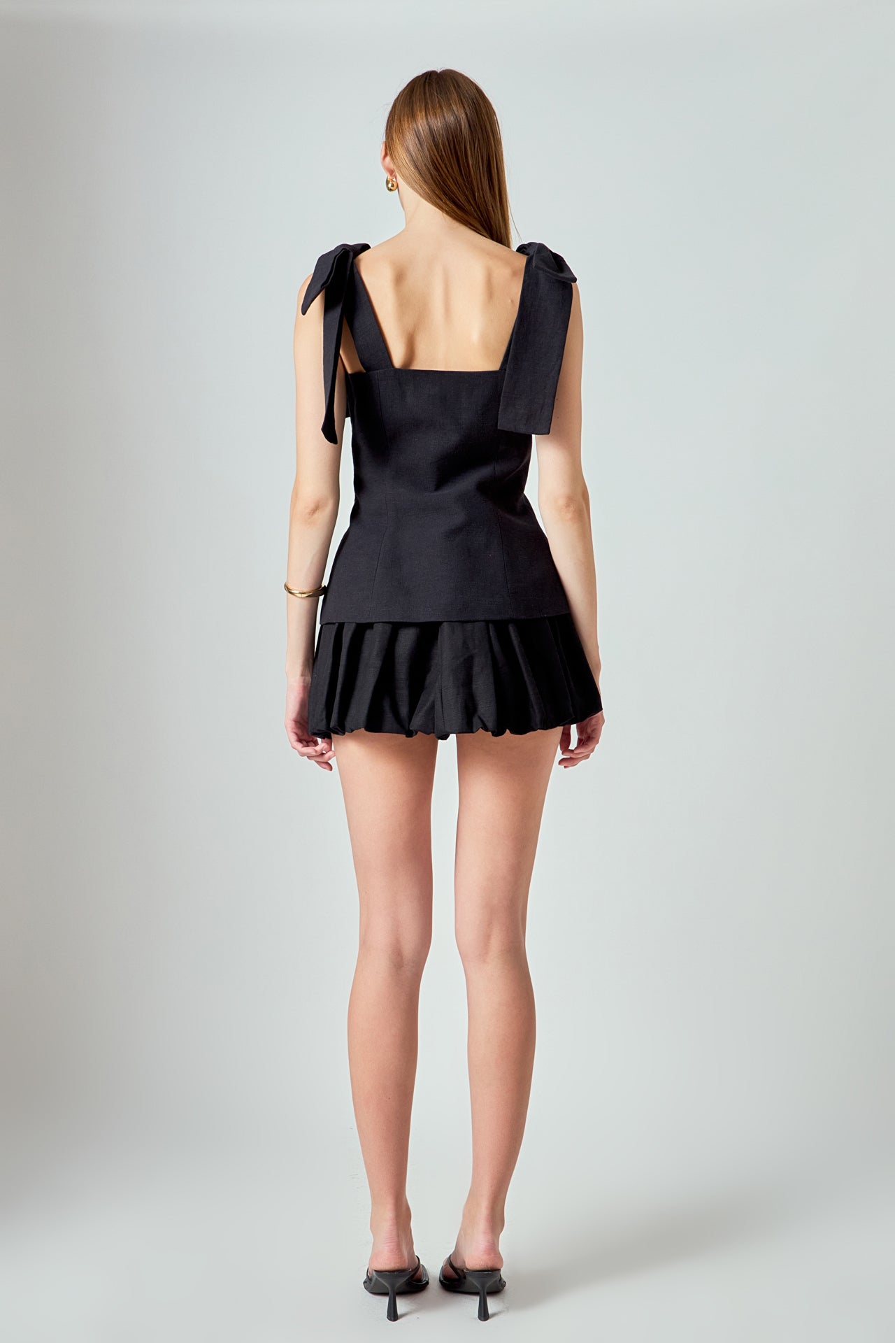 Allison Linen Bow Tie Long Top