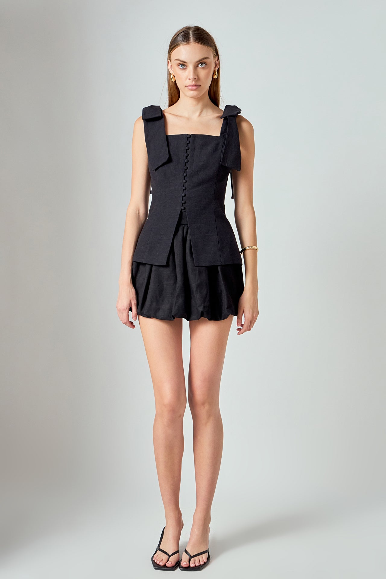 Allison Linen Blouson Bubble Mini Skirt