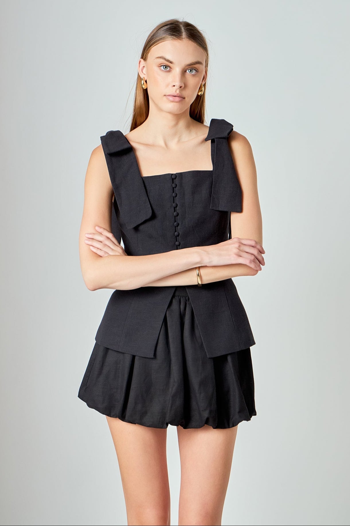 Allison Linen Blouson Bubble Mini Skirt