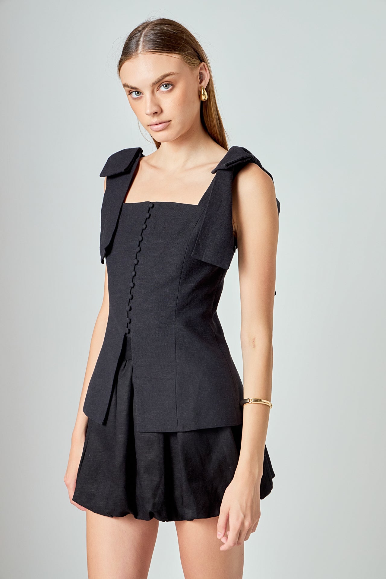 Allison Linen Blouson Bubble Mini Skirt