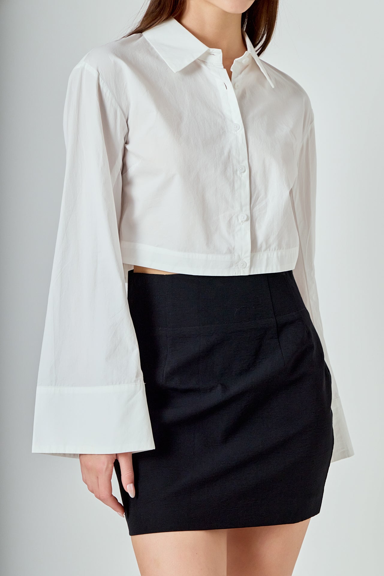 Poplin Wide Sleeve Short Dress Shirt