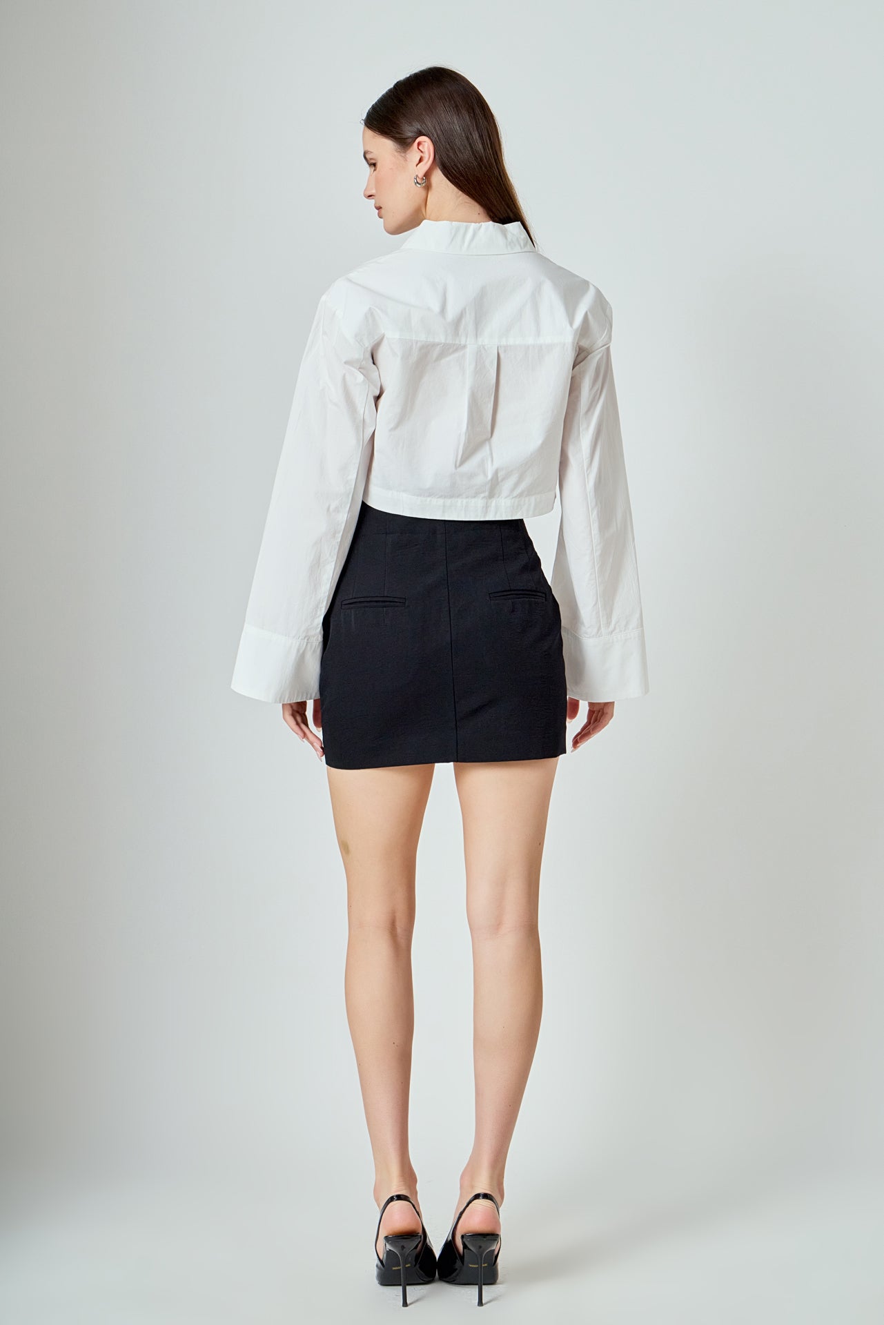 Poplin Wide Sleeve Short Dress Shirt