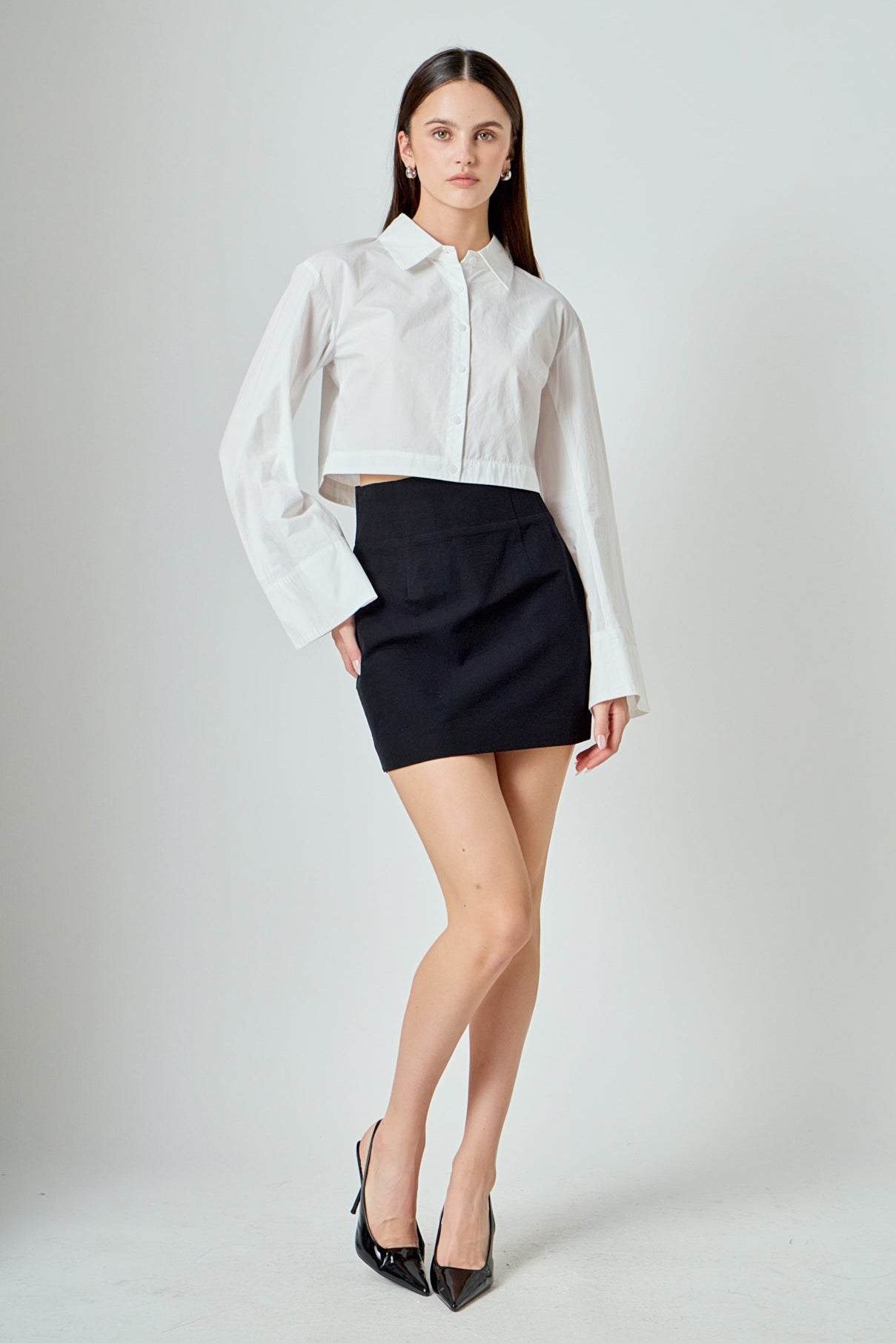 Poplin Wide Sleeve Short Dress Shirt