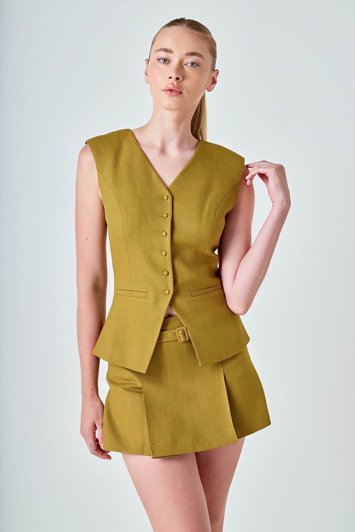 Tweed Buttoned Long Top