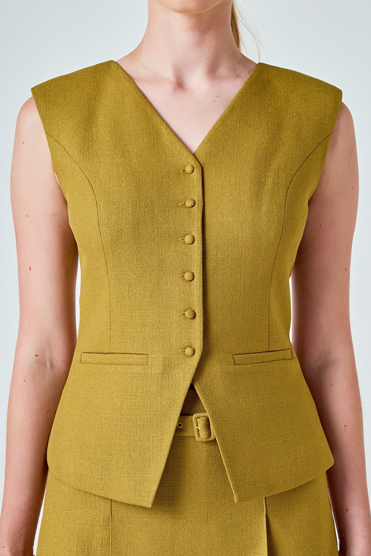 Tweed Buttoned Long Top