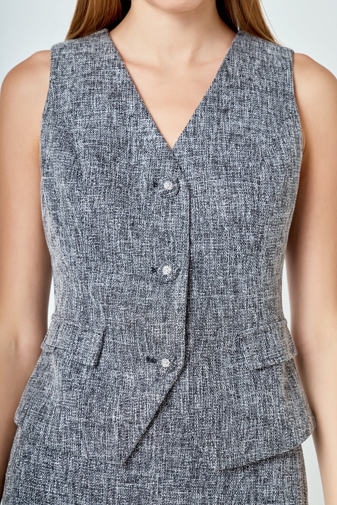 Multi Tweed Buttoned Vest