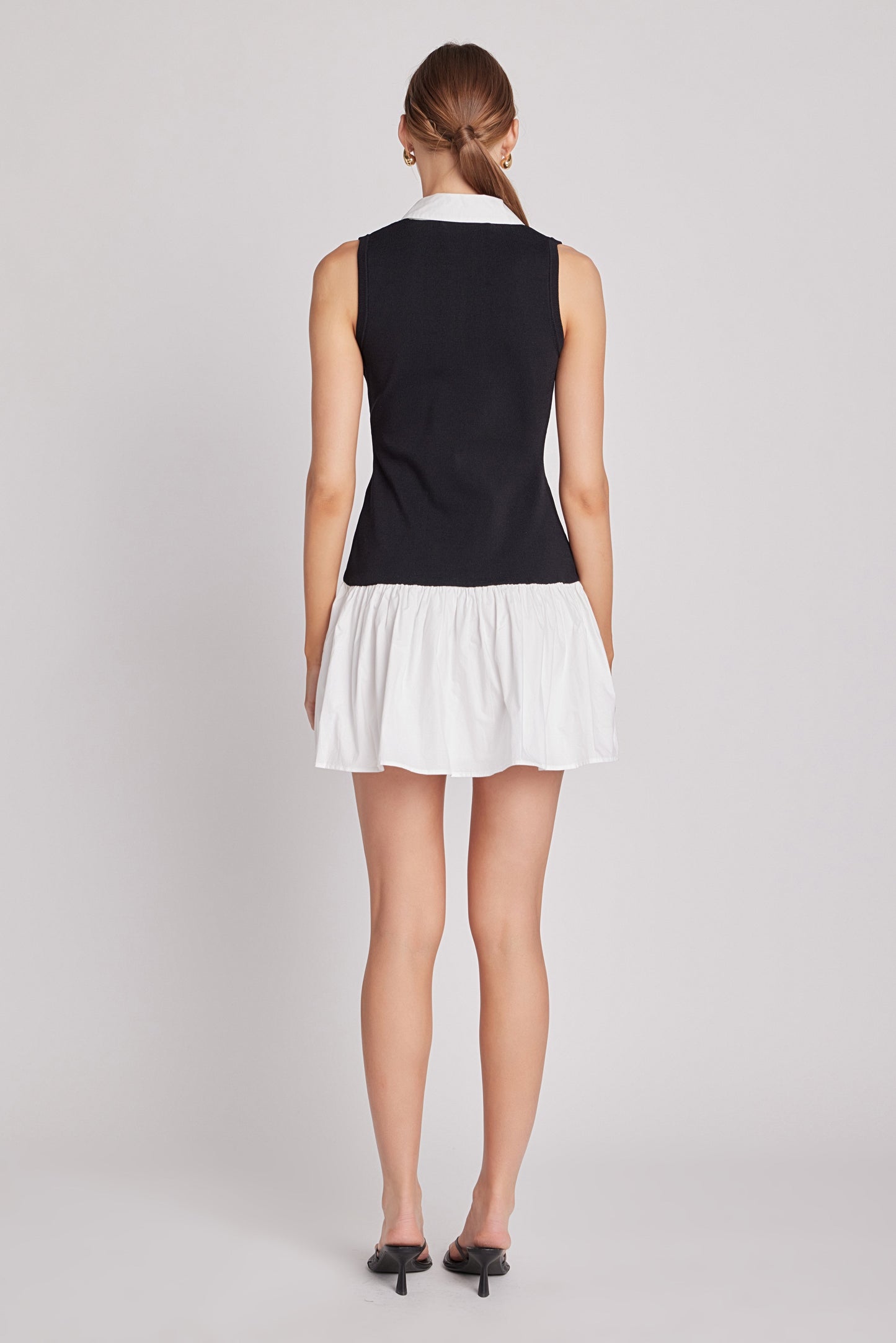 Mixed Media Cotton Polo Mini Dress