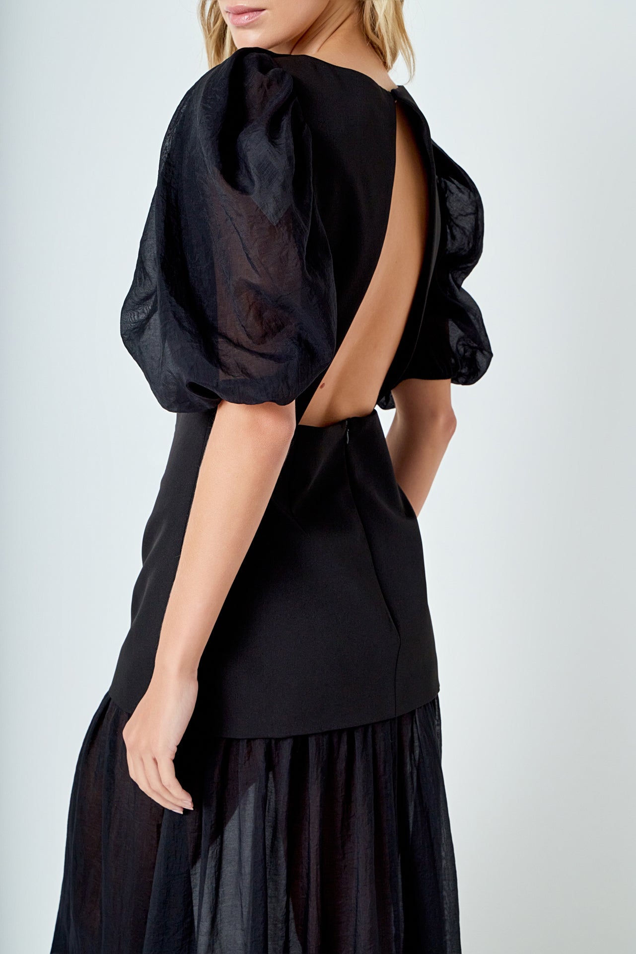 Mixed Media Drop Waist Maxi Dress