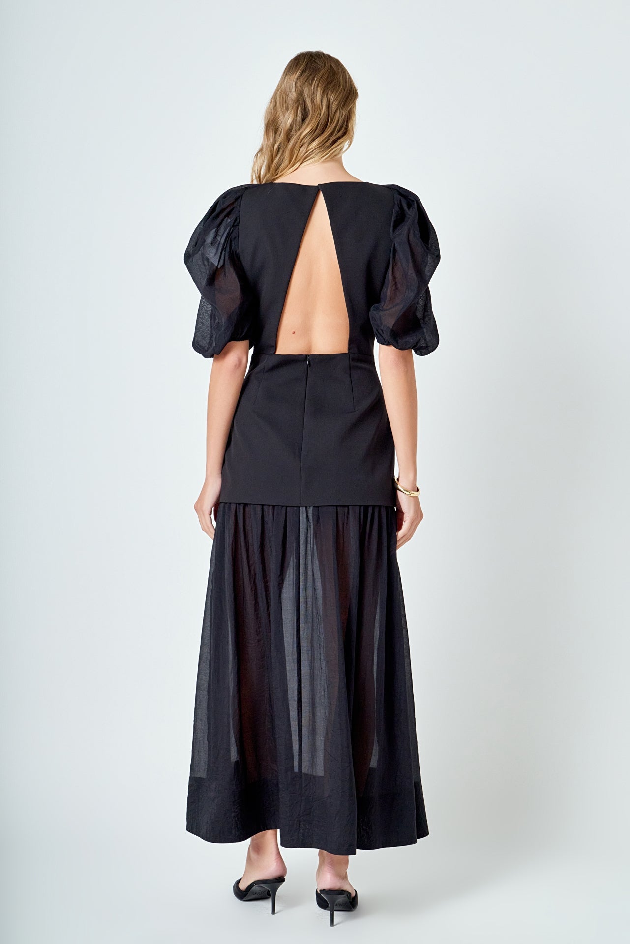 Mixed Media Drop Waist Maxi Dress