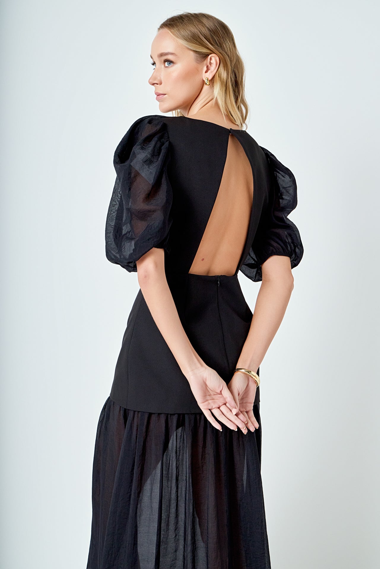 Mixed Media Drop Waist Maxi Dress