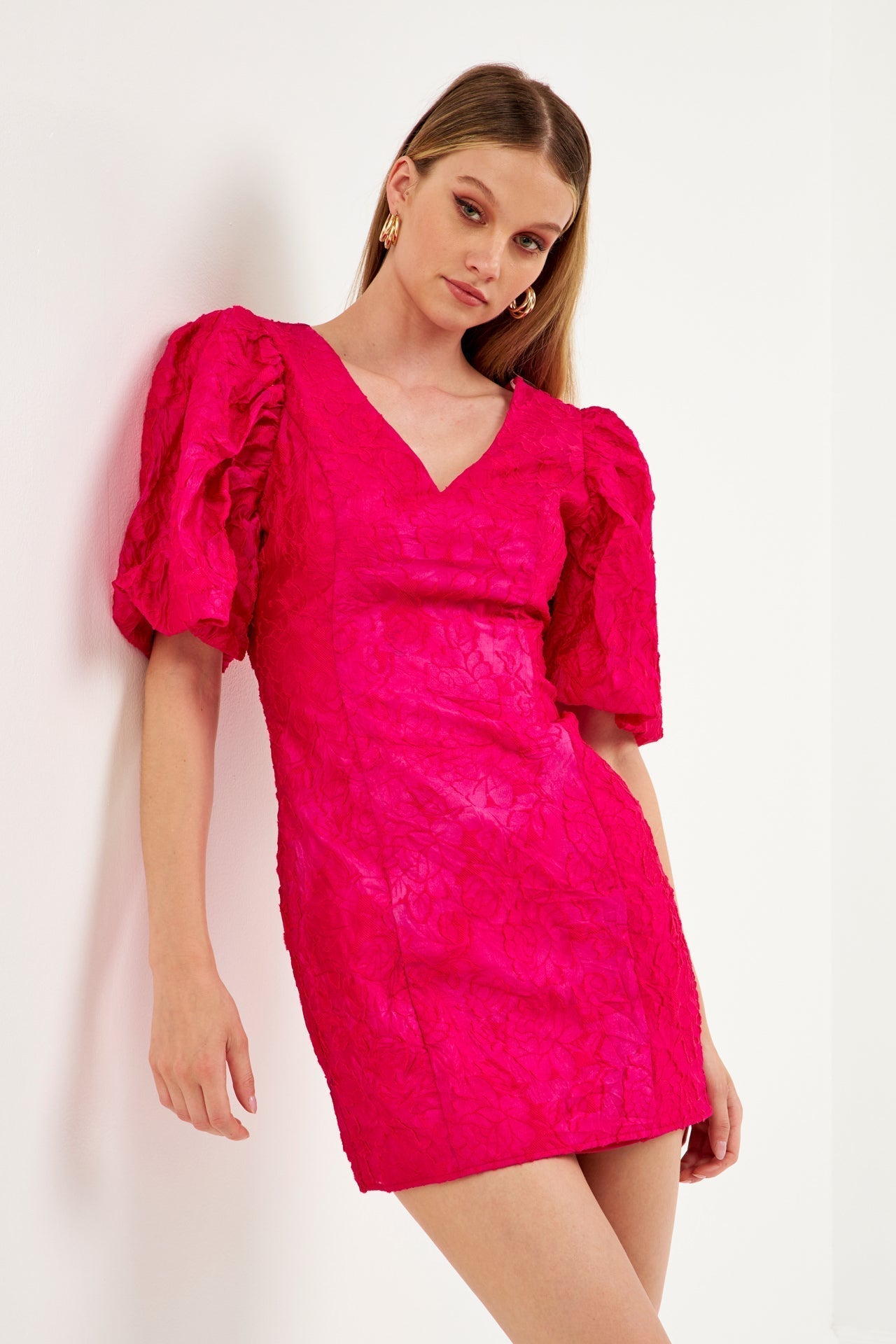 Floral Jacquard Mini Dress