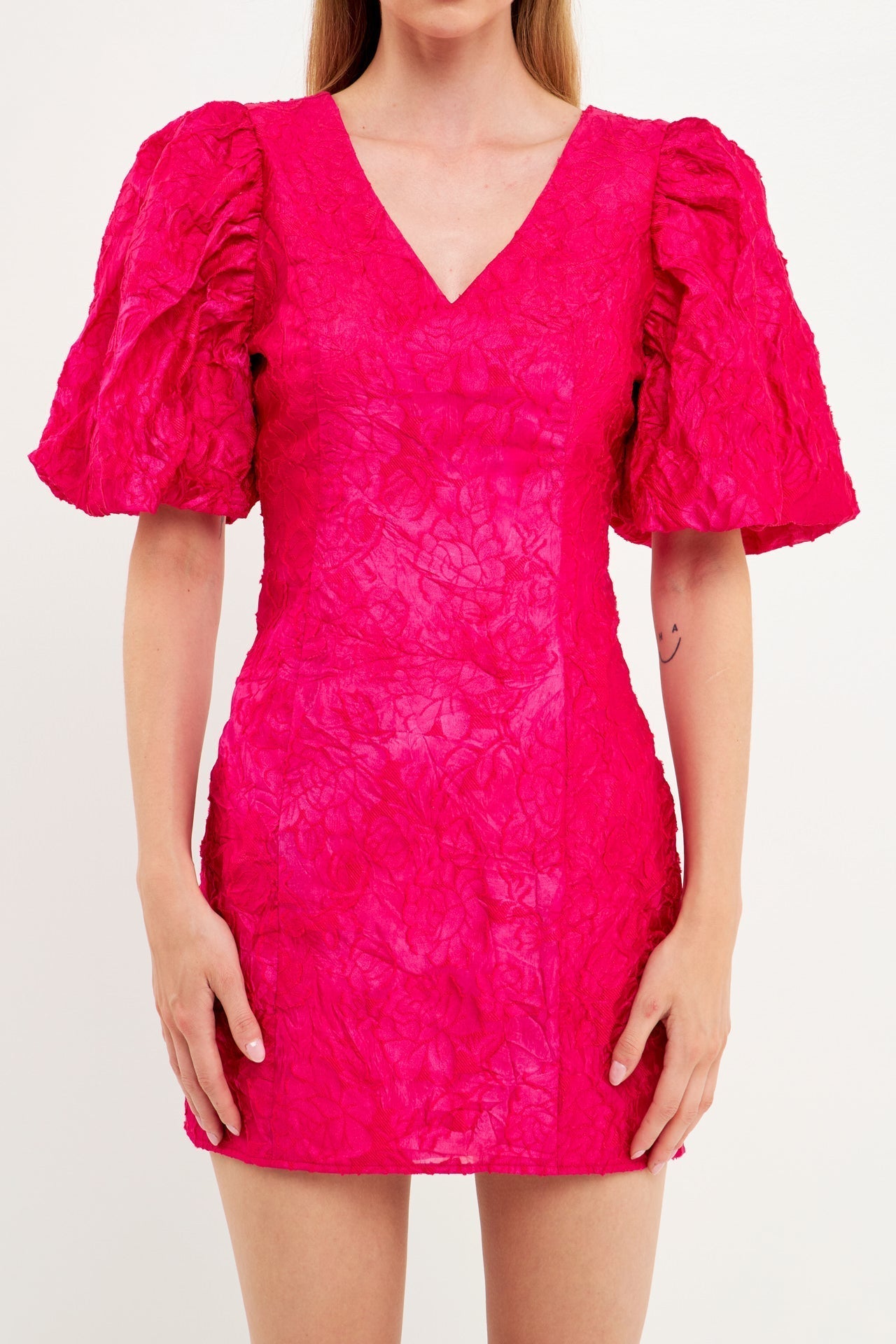 Floral Jacquard Mini Dress