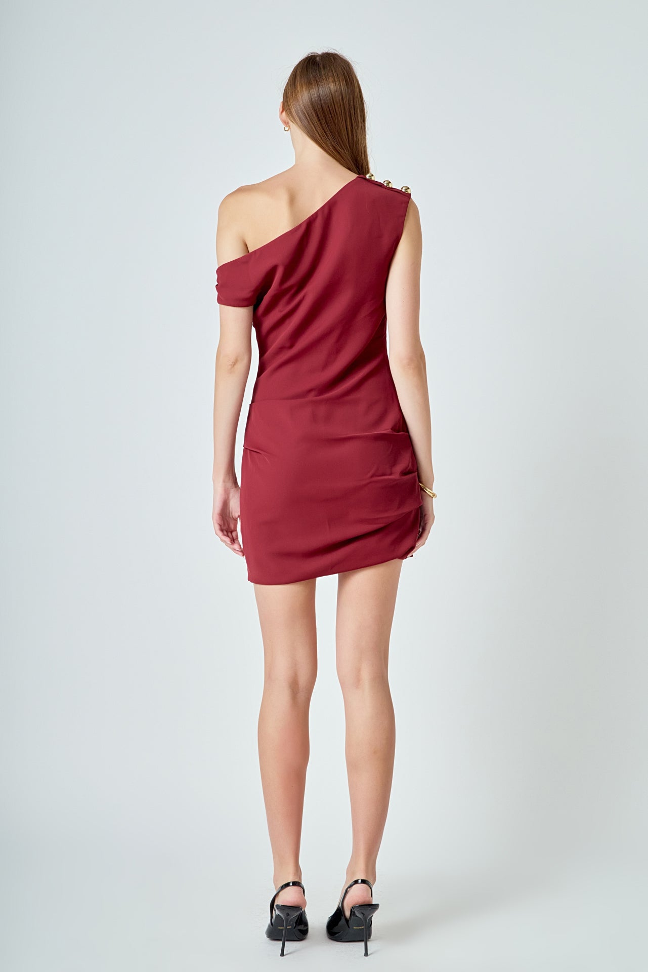 One Shoulder Accent Mini Dress