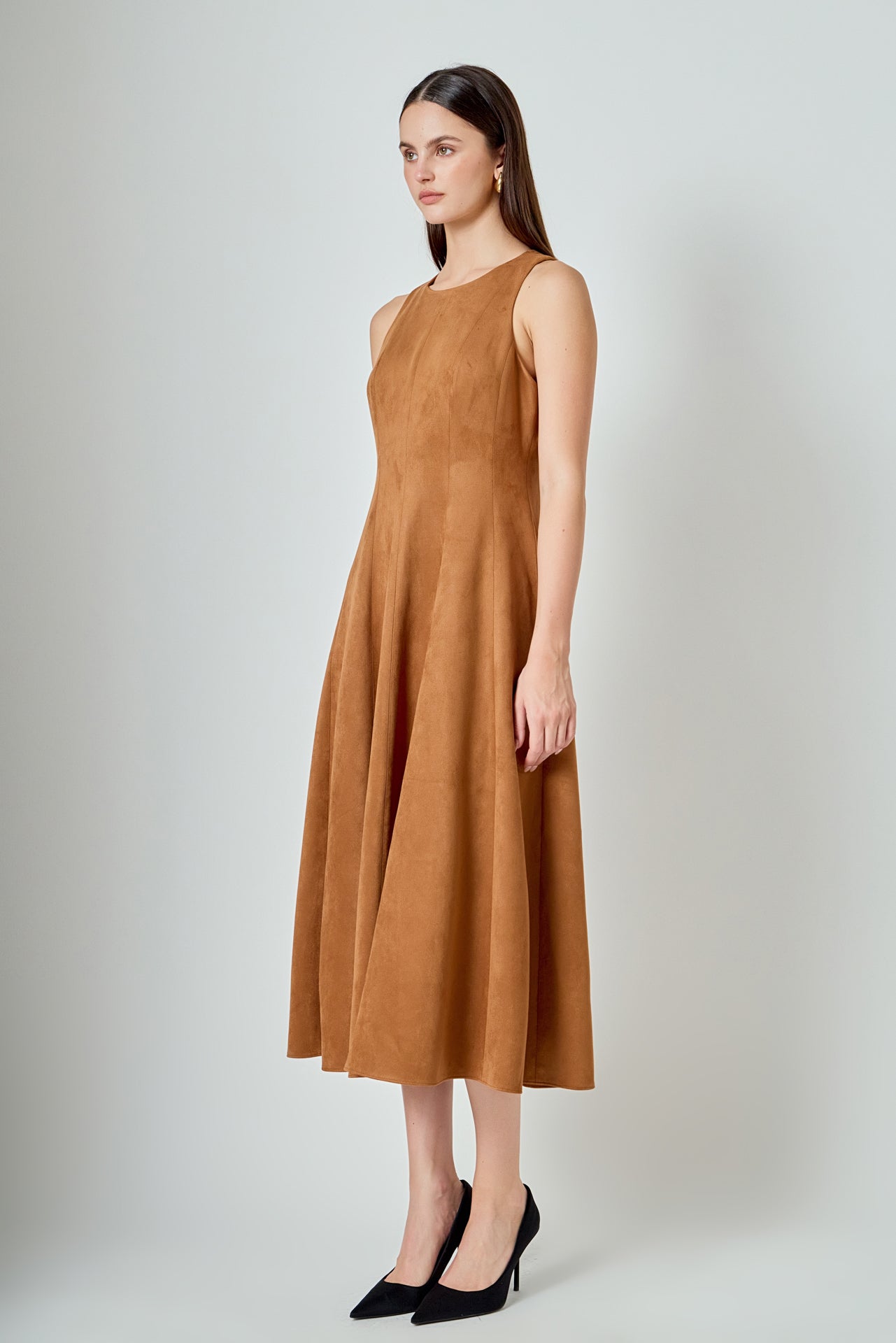 Faux Suede Midi Dress