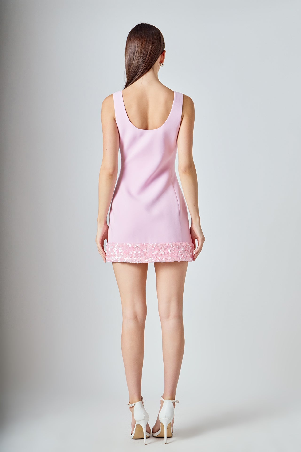 Sequin Mixed Media Mini Dress