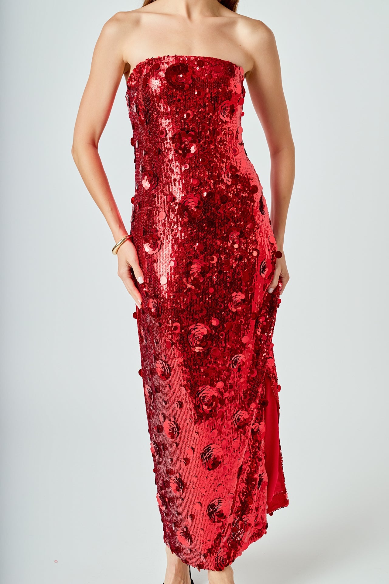 Sequins Applique Midi Dress