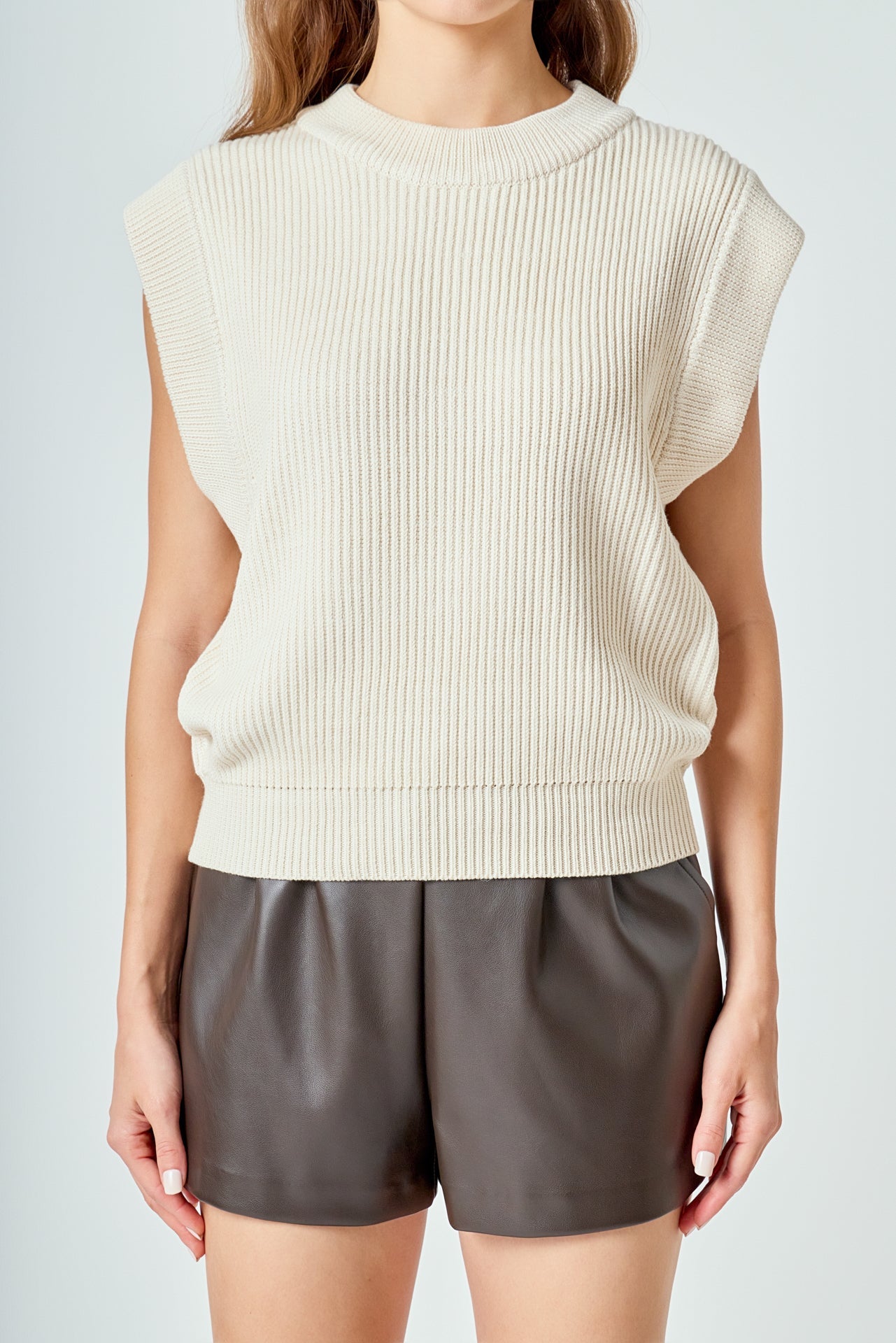 Sleeveless Round neck Vest Knit Top