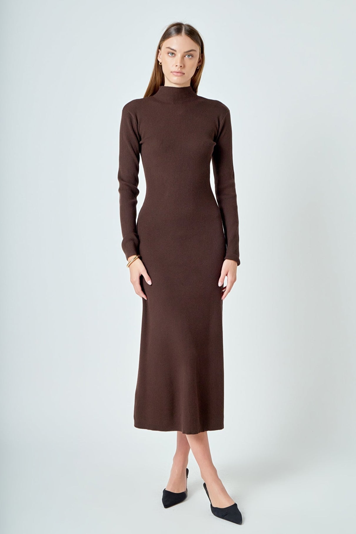 Rib Knit Long Sleeve Maxi Dress