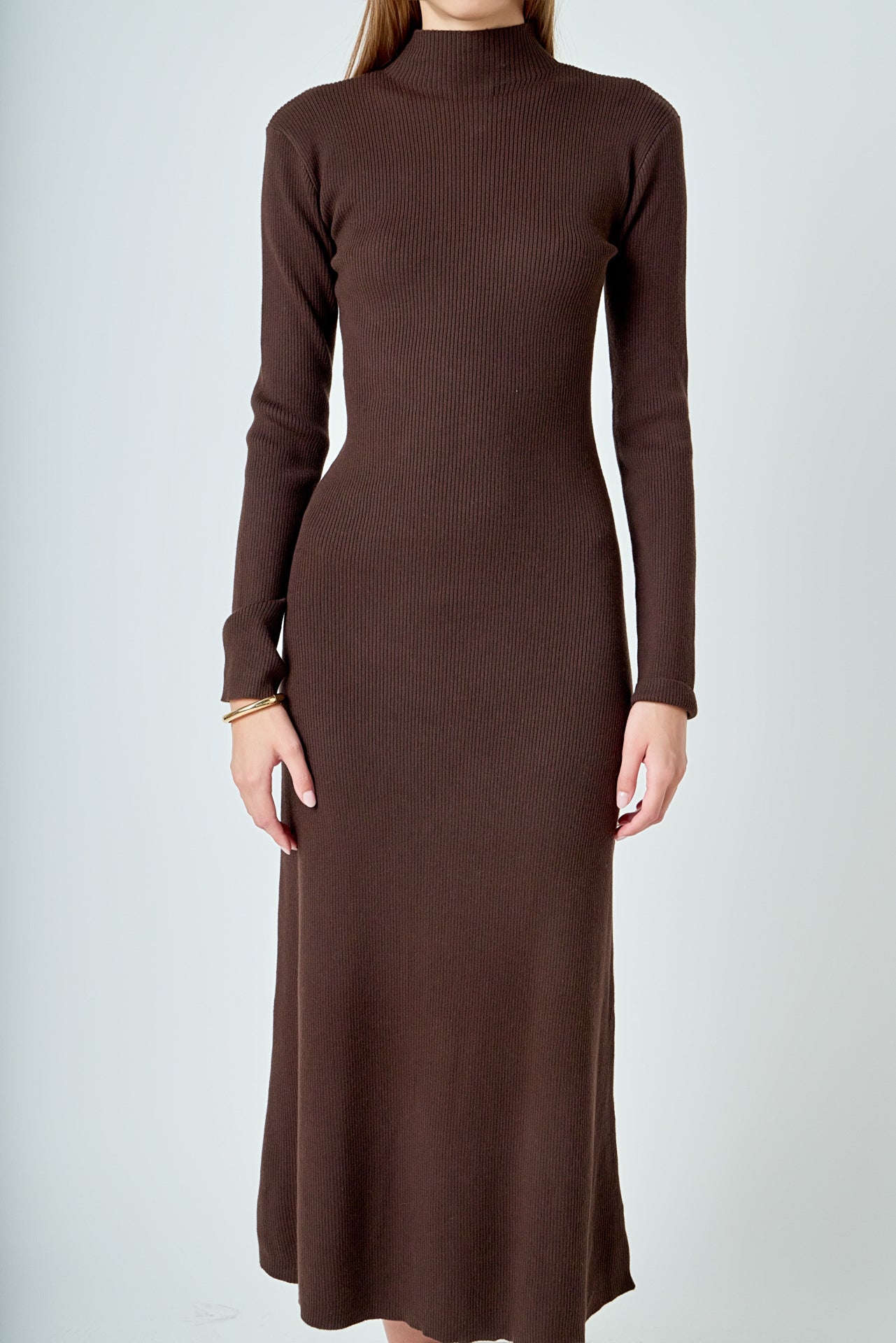 Rib Knit Long Sleeve Maxi Dress