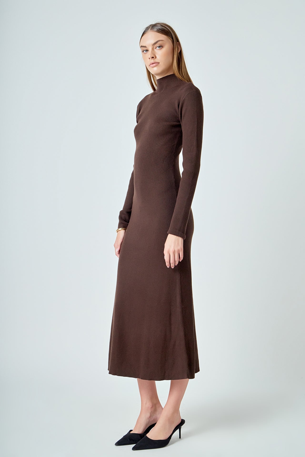 Rib Knit Long Sleeve Maxi Dress
