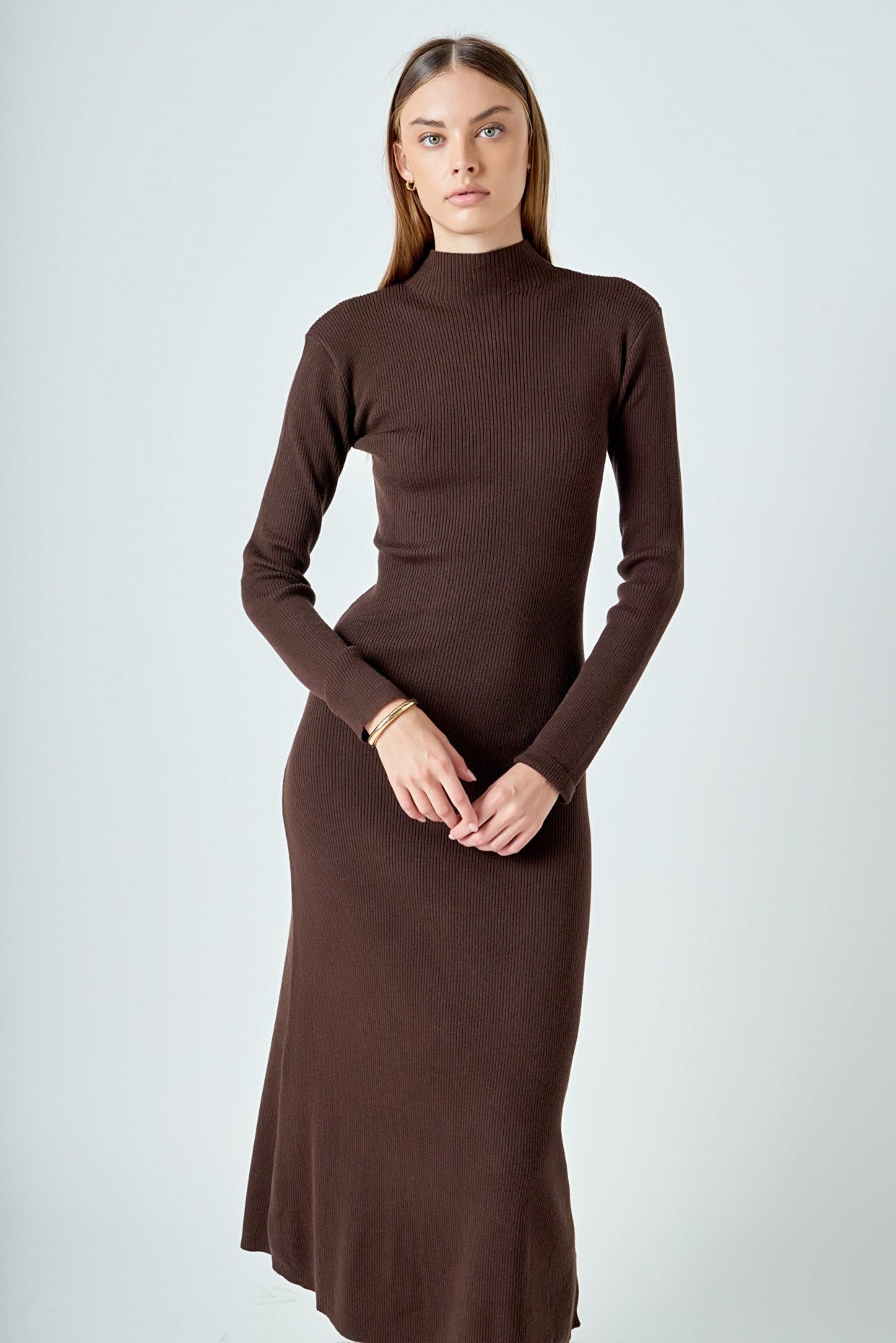 Rib Knit Long Sleeve Maxi Dress