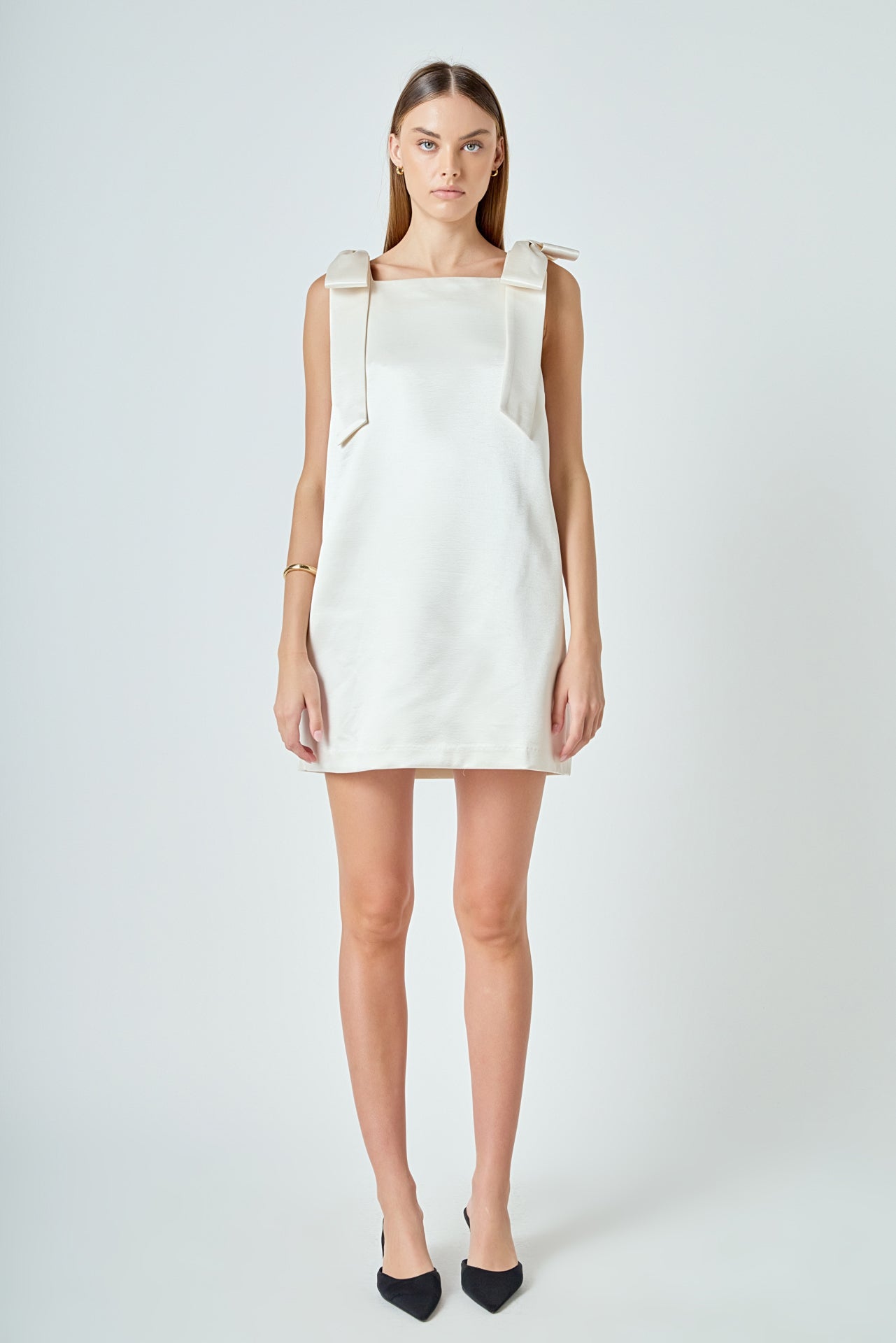 Velvet Satin Bow Mini Dress