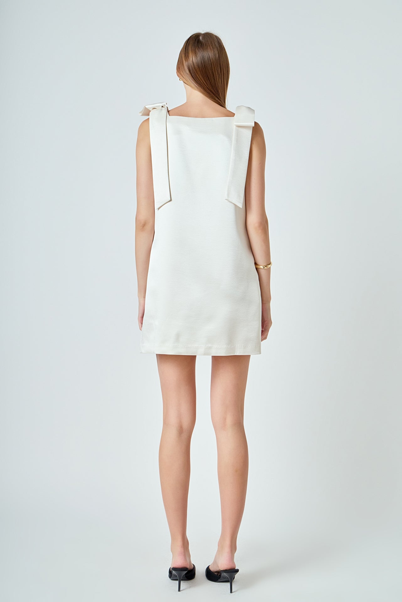 Velvet Satin Bow Mini Dress