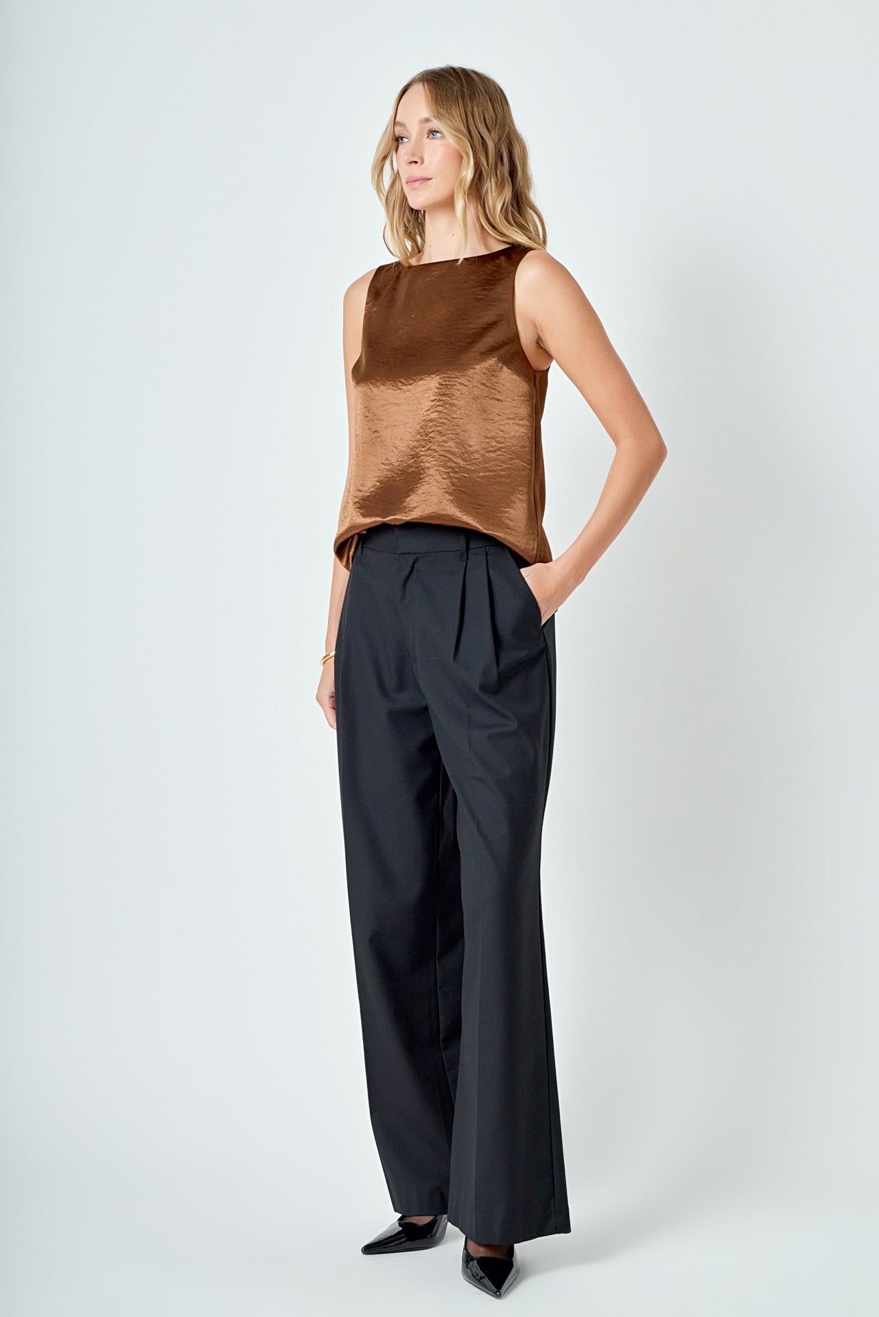 Satin Velvet Square Neck Long Top