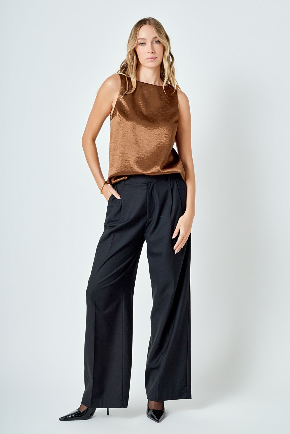 Satin Velvet Square Neck Long Top