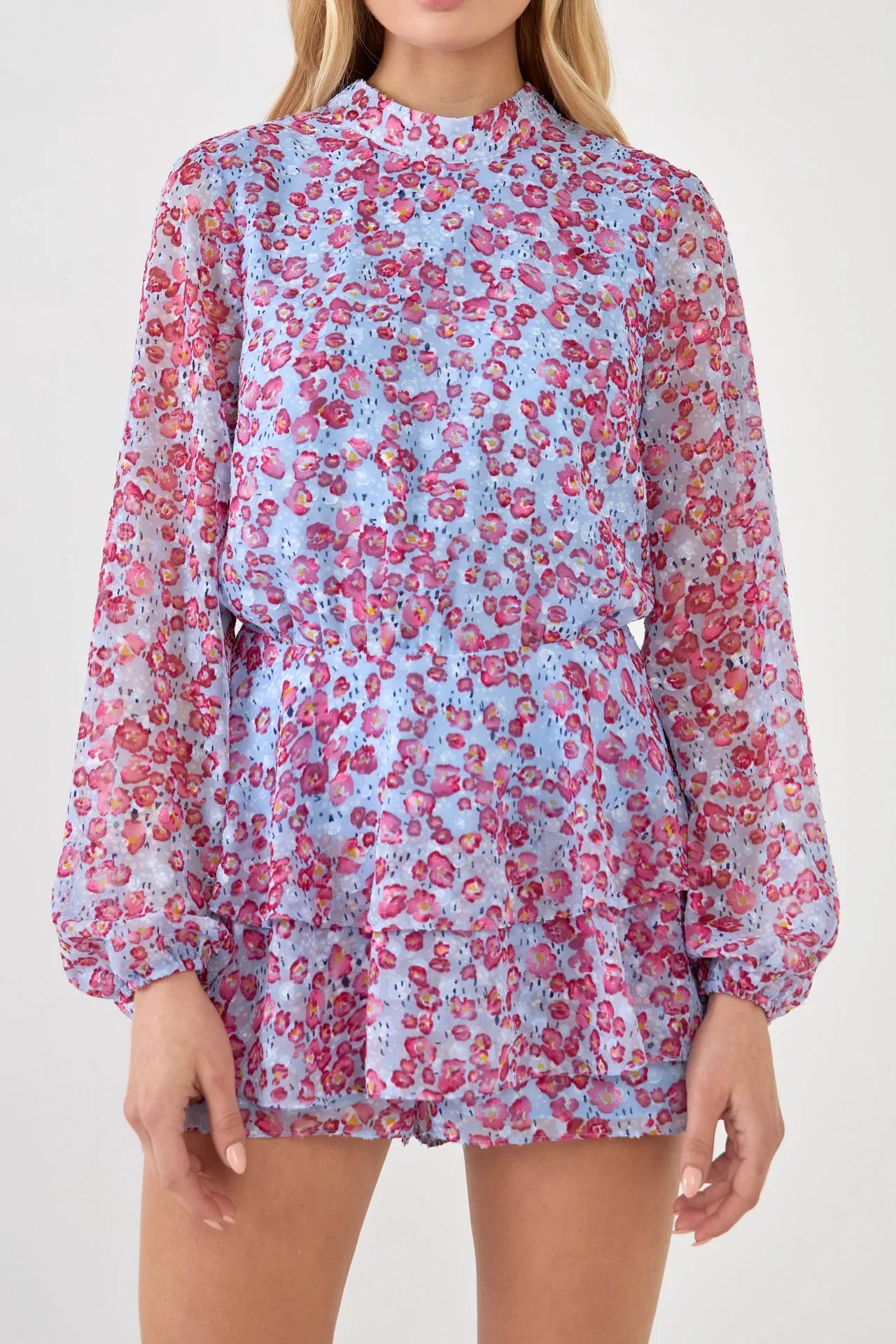 Long-Sleeve Floral Romper