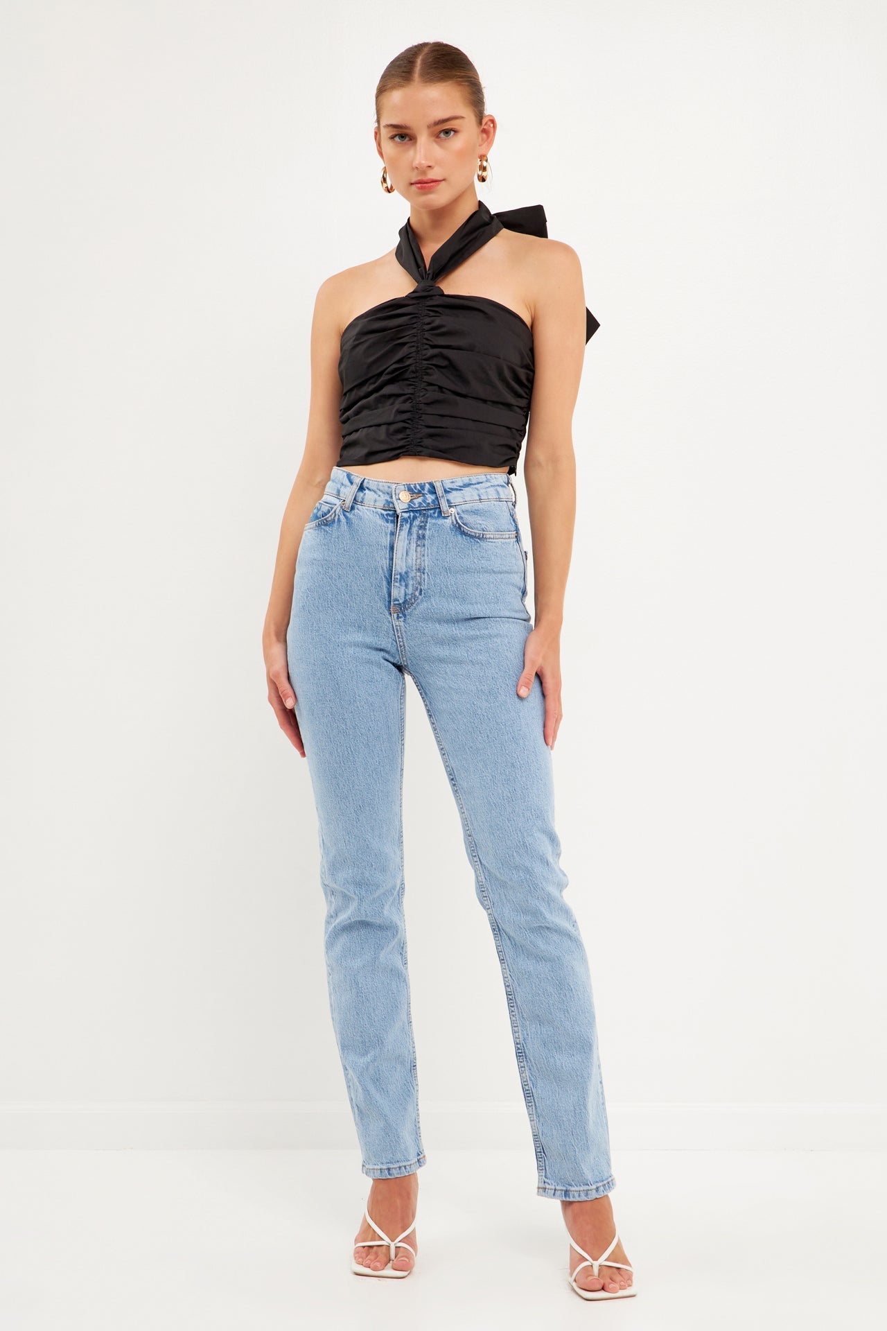 Halter Loop Ruched Top