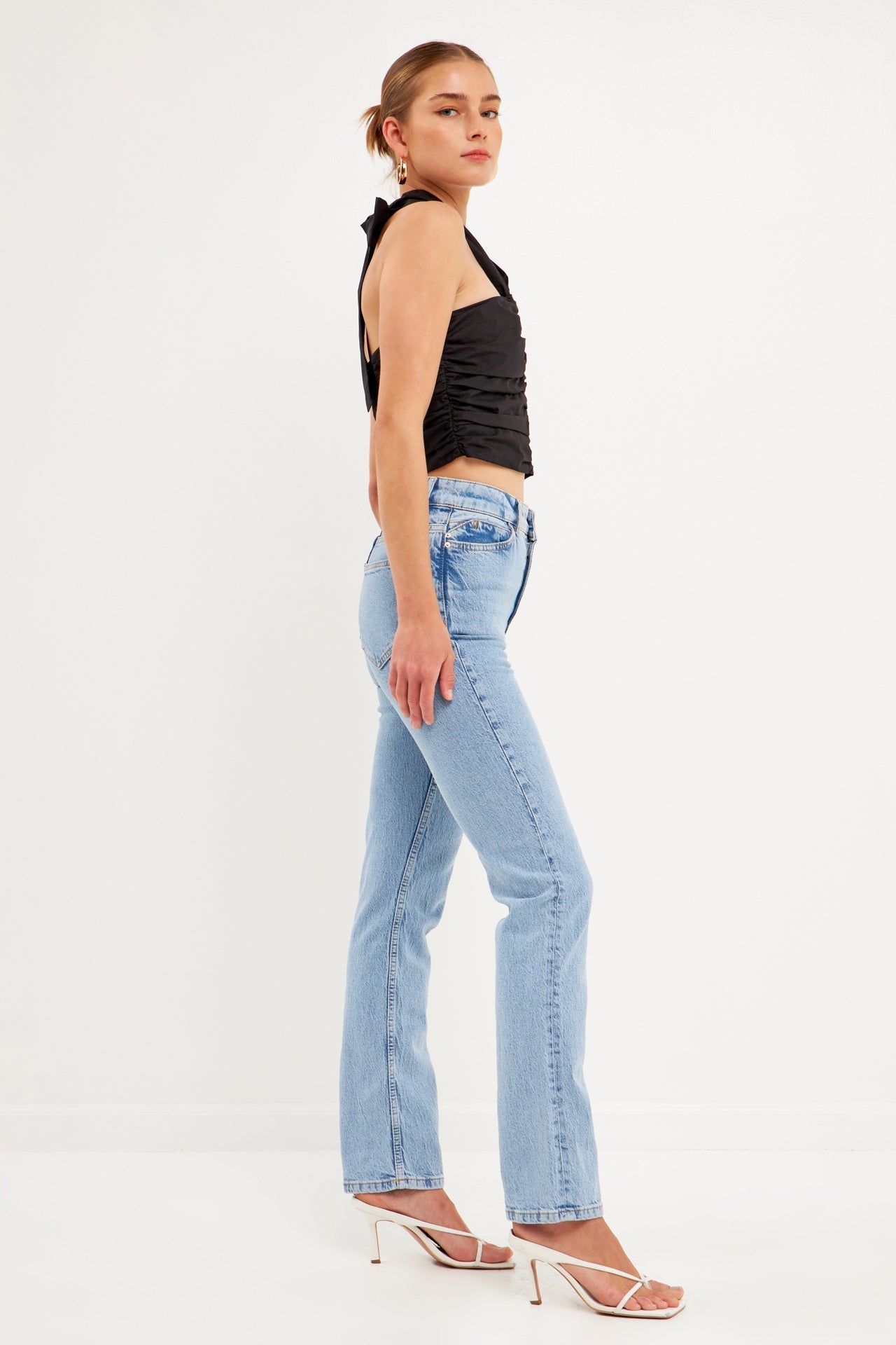 Halter Loop Ruched Top