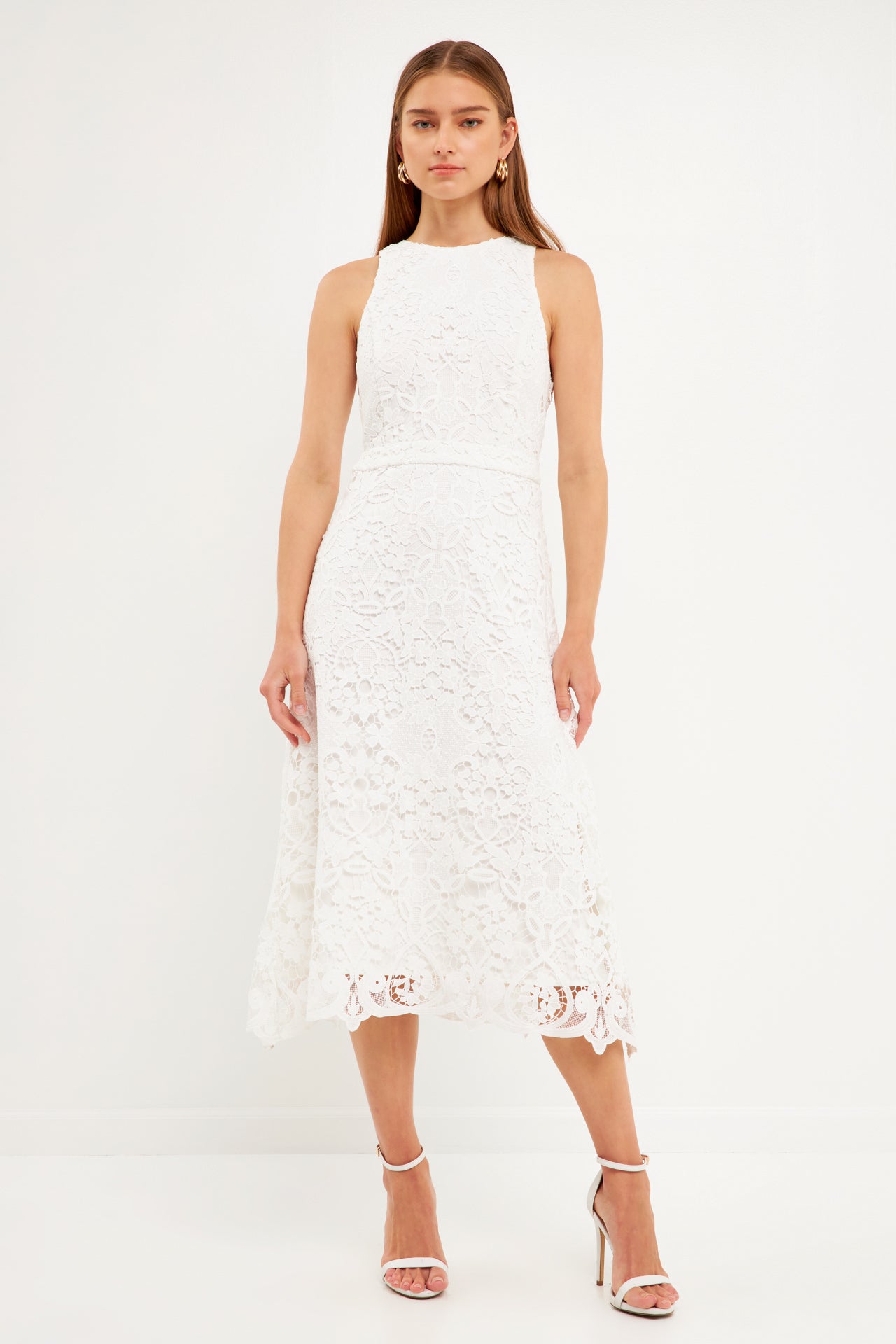 Floral Crochet Lace Cut-Out Midi Dress