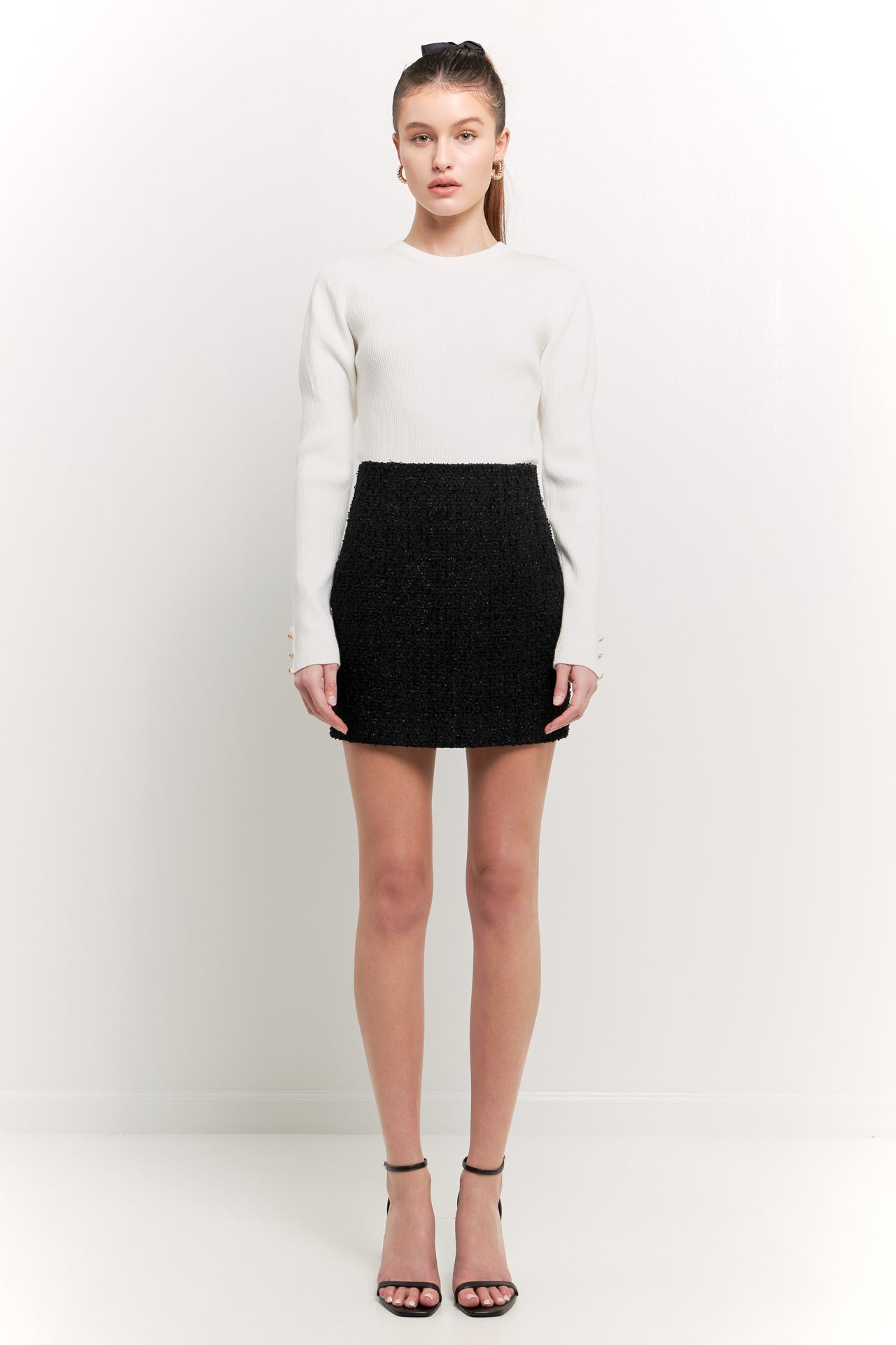 High-Waisted Tweed Skirt