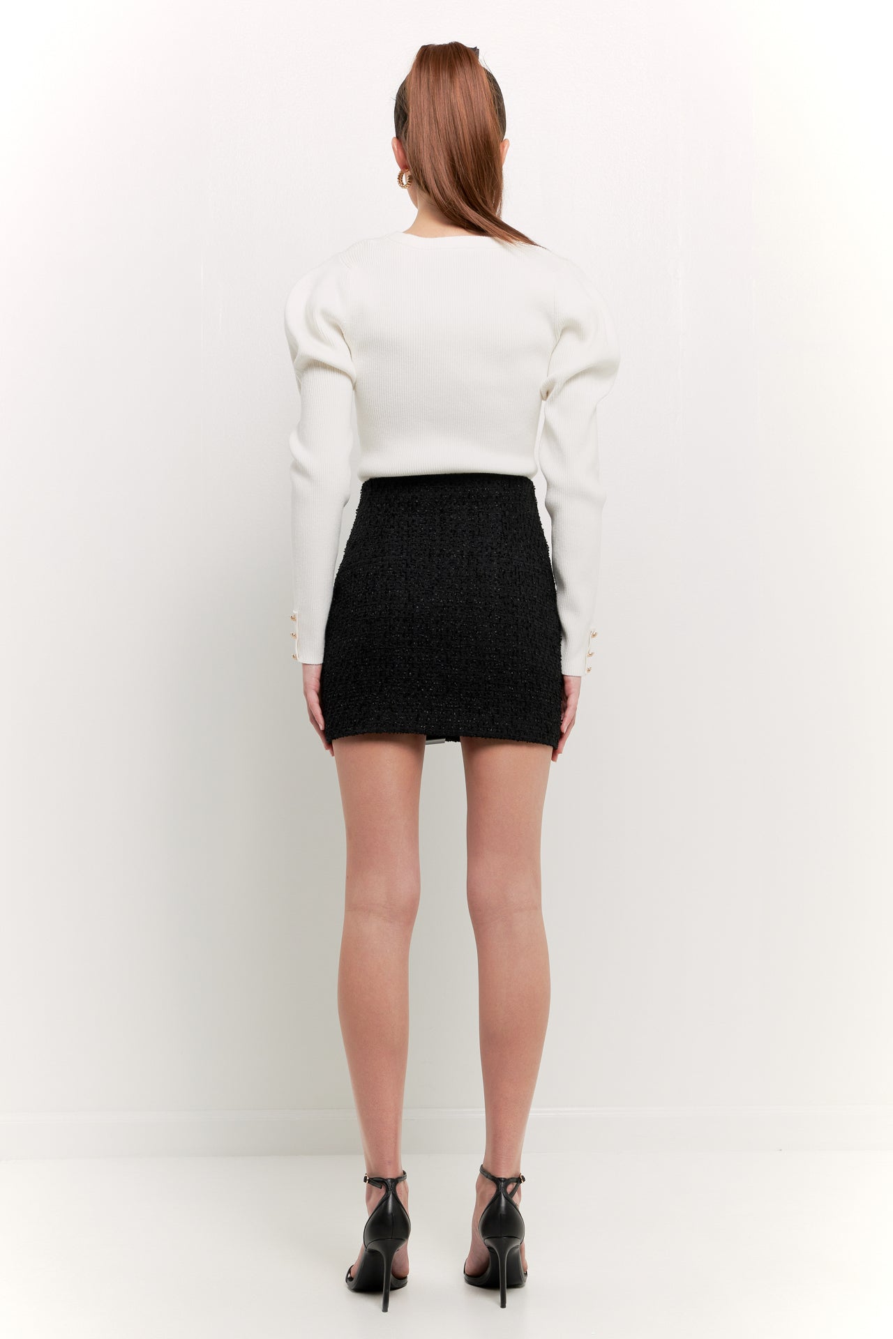 High-Waisted Tweed Skirt