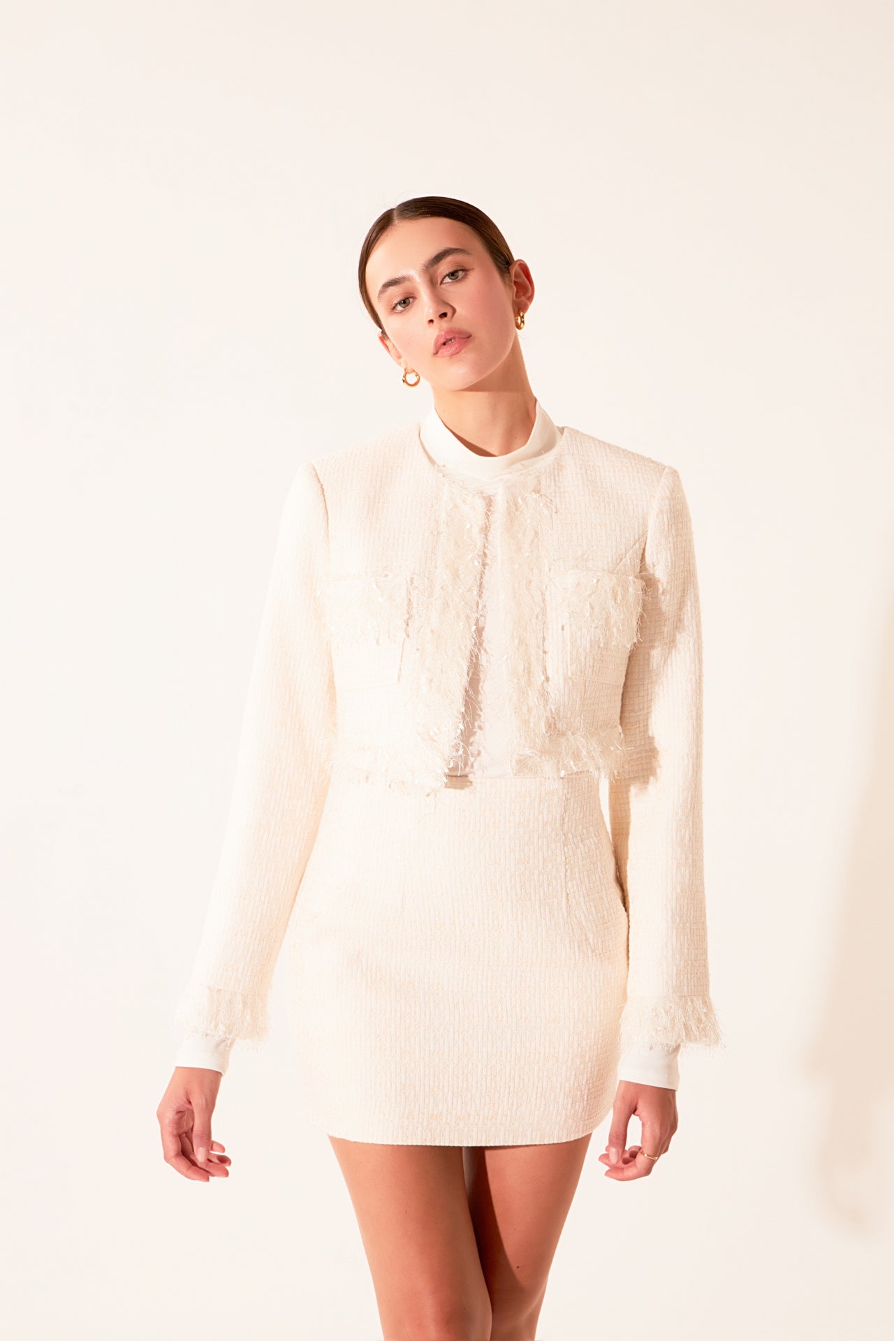 High-Waisted Tweed Skirt